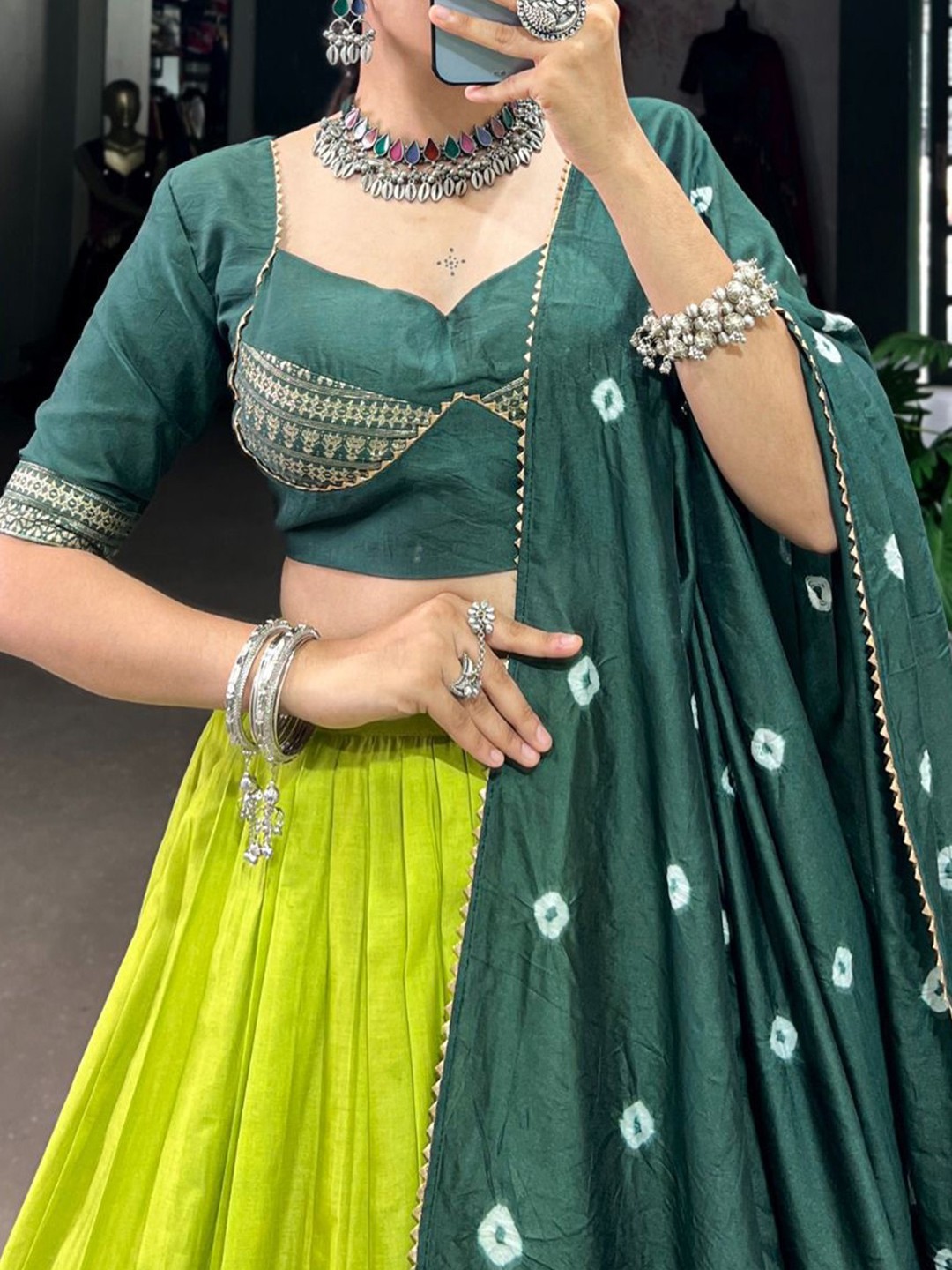 Ethnic Printed Ready to Wear Lehenga & Semi-Stitched Blouse With Dupatta