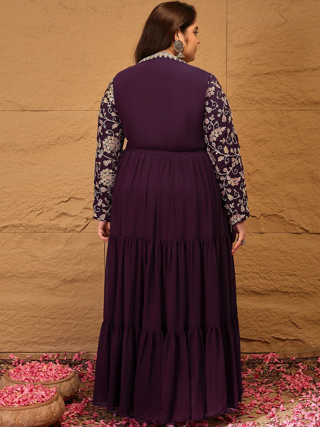 Embroidered Tiered Fit and Flare Dress