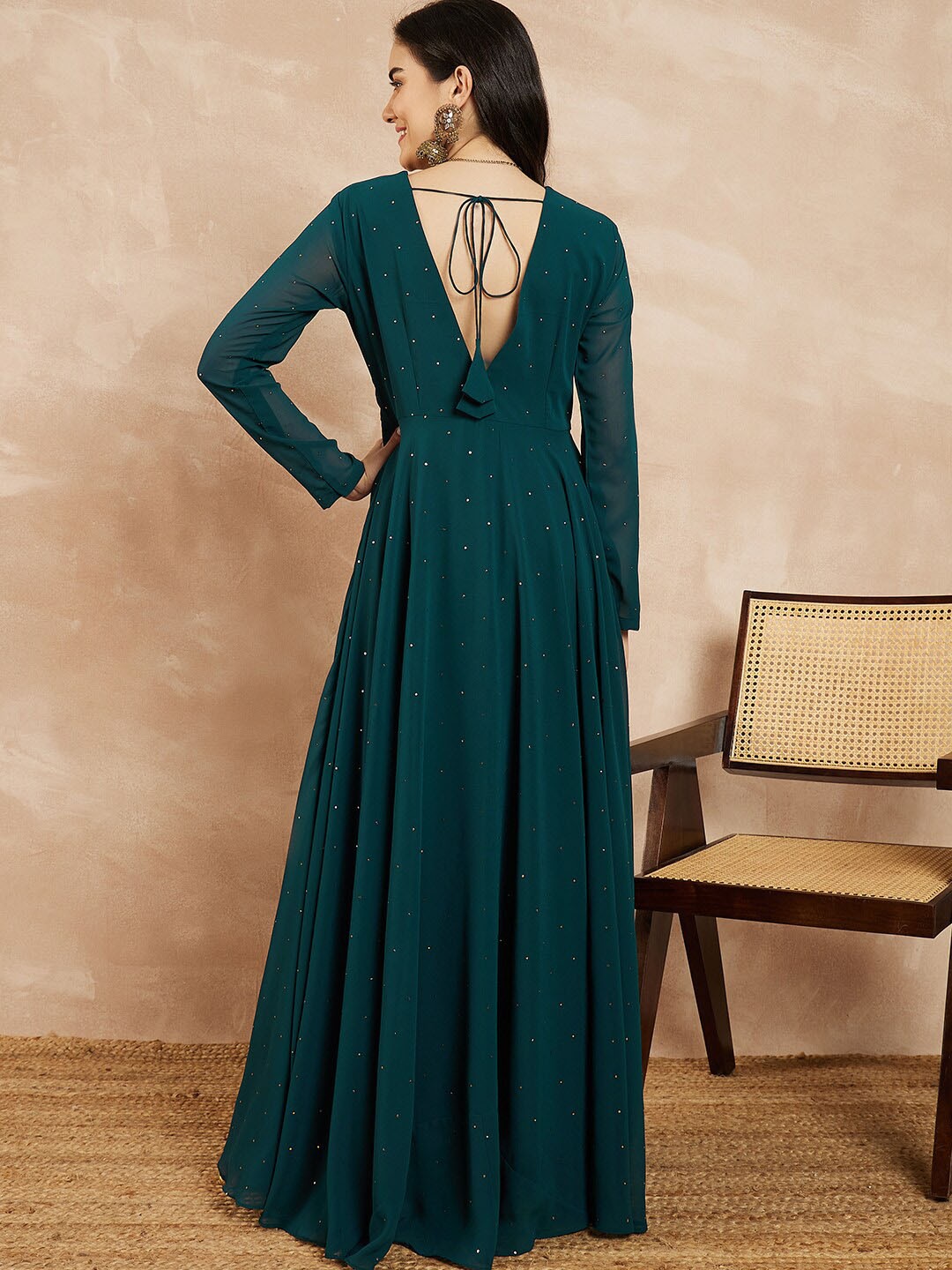 Sequined Embellished Flared Maxi Dress