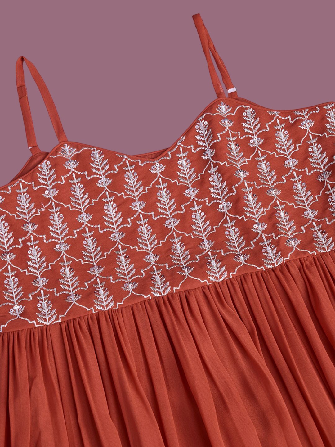 Embroidered Flared Ethnic Dress With dupatta