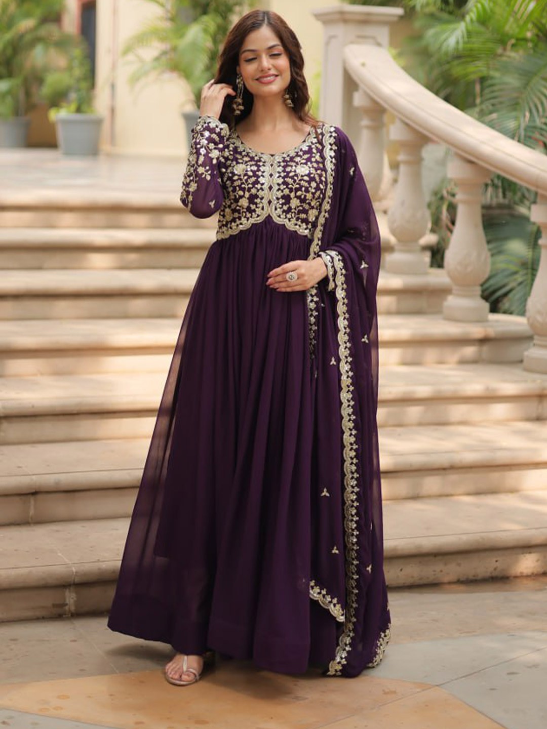  Embroidered Maxi Gown 