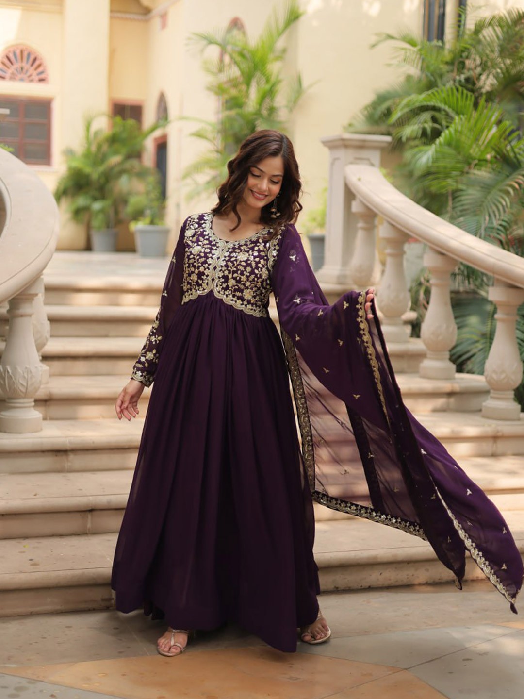  Embroidered Maxi Gown 