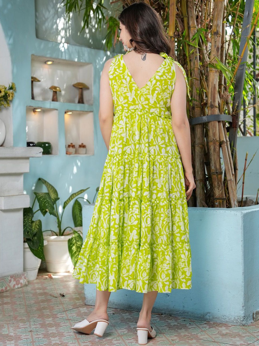 Floral Printed V Neck Dress