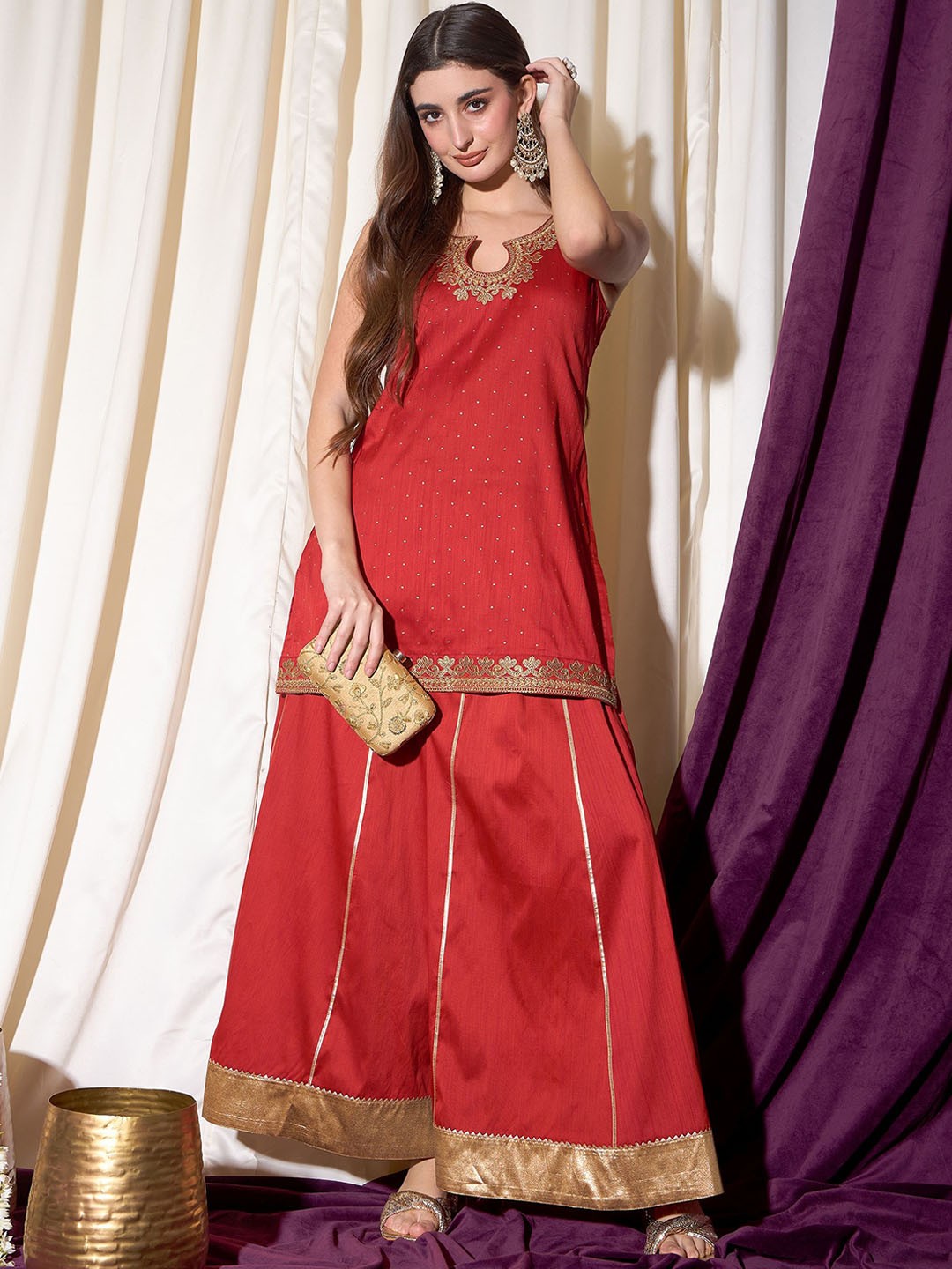 Embroidered Kurti with Sharara