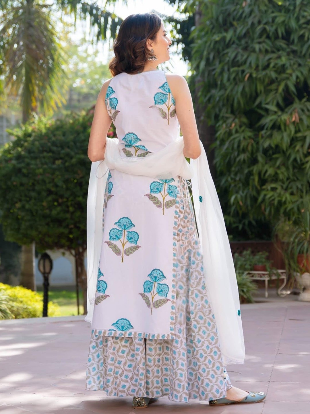 Floral Printed Regular Kurta with Sharara & With Dupatta