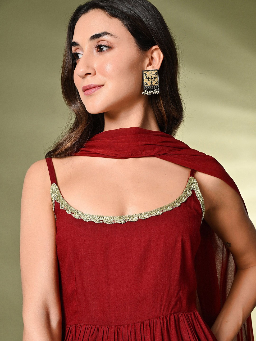 A-Line Kurti With Sharara & Dupatta