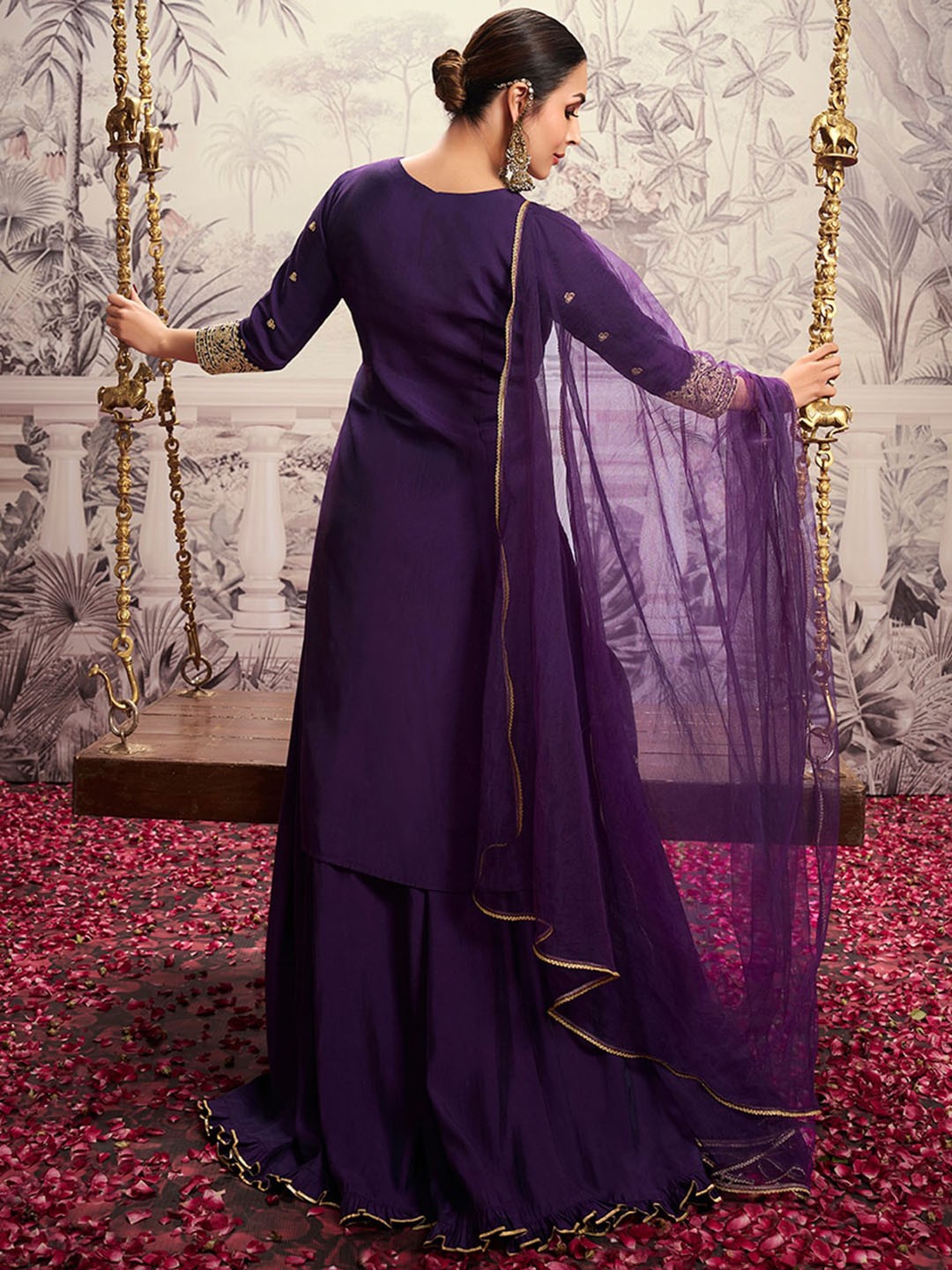 Sequins Chanderi Cotton Kurta Set With Dupatta