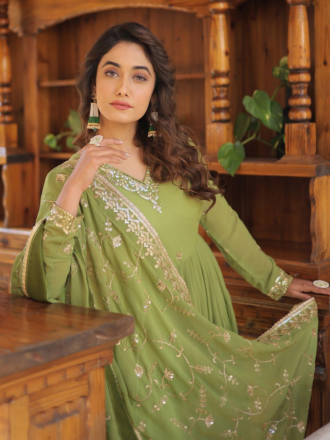 Floral Embroidered Tiered Maxi Anarkali