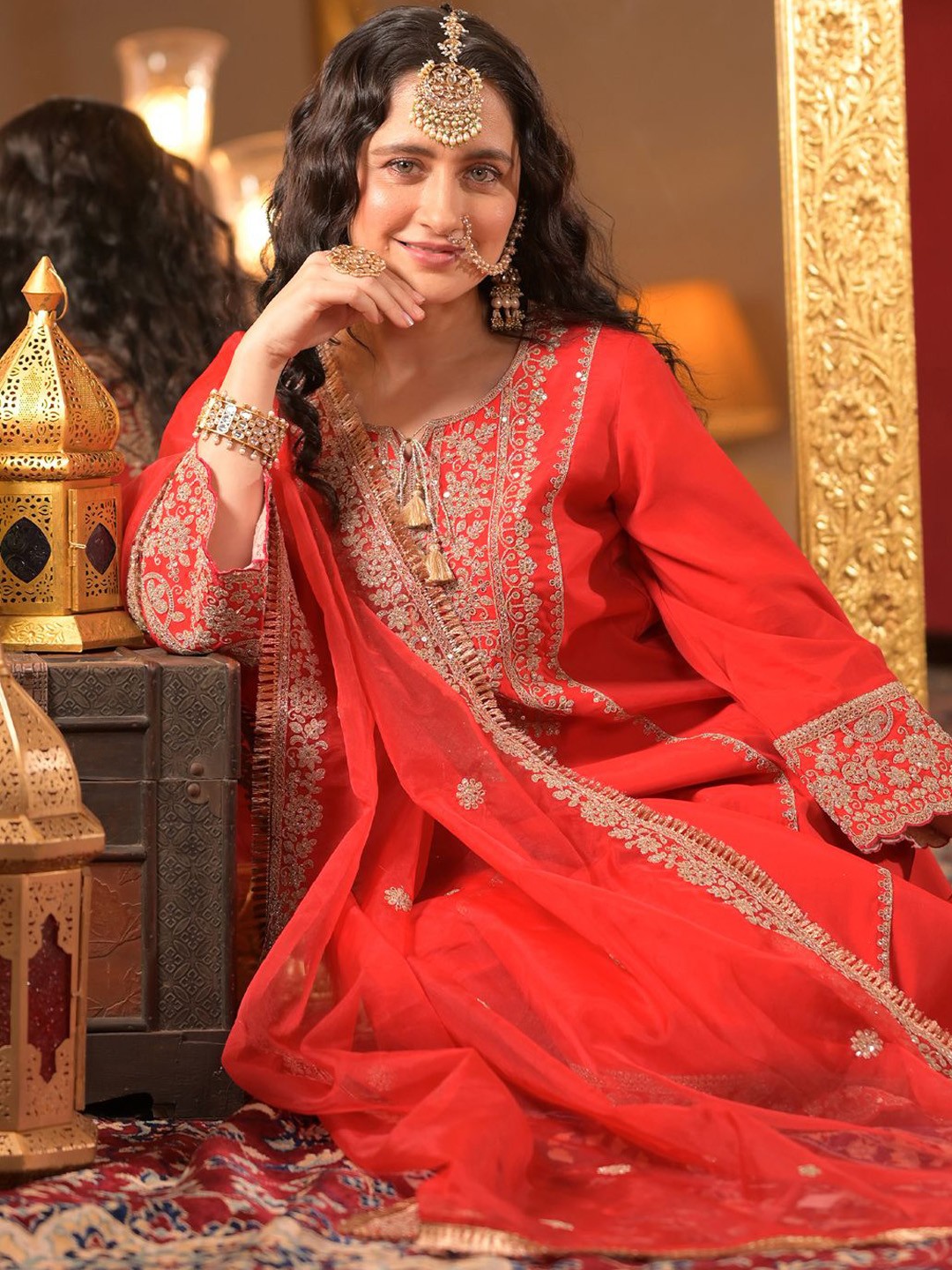 Embroidered Zari A-Line Kurta 