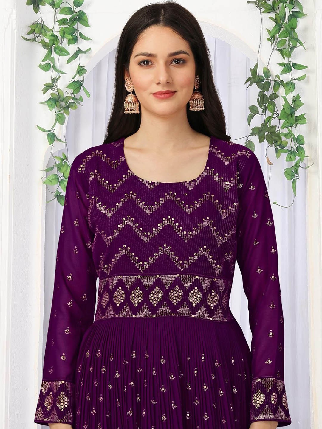 Embroidered Anarkali Sequinned Silk Georgette Kurta 