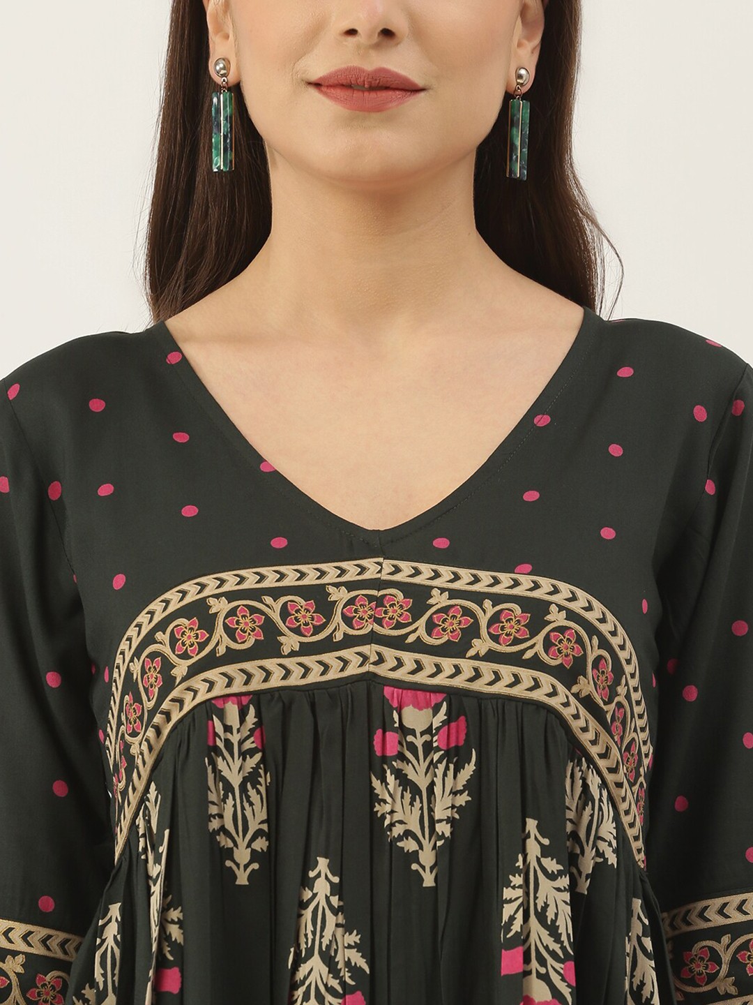 Green & Pink Flora Maxi Dress