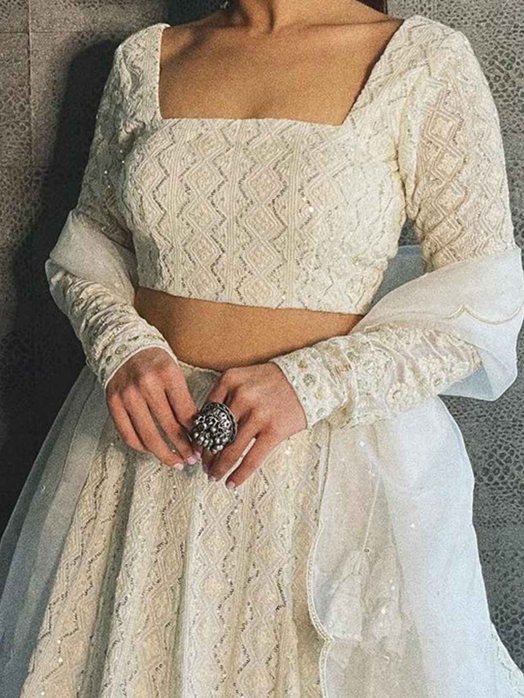 Embroidered Georgette Lehenga & Unstitched Blouse With Dupatta 