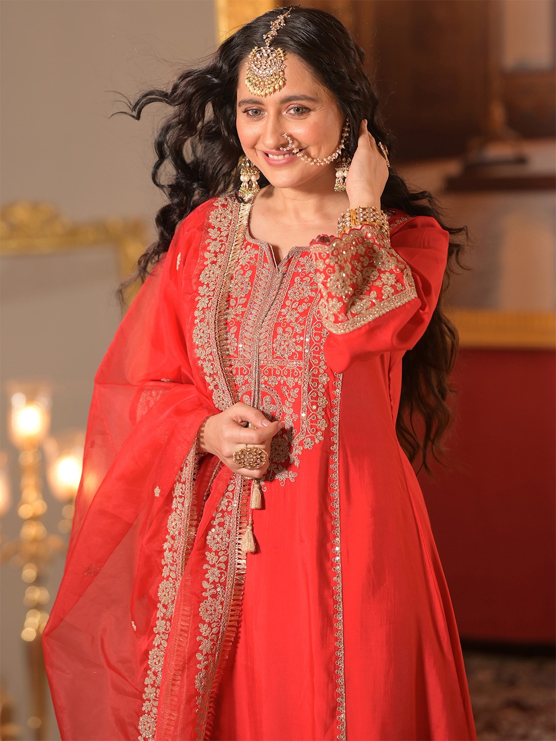 Embroidered Zari A-Line Kurta 