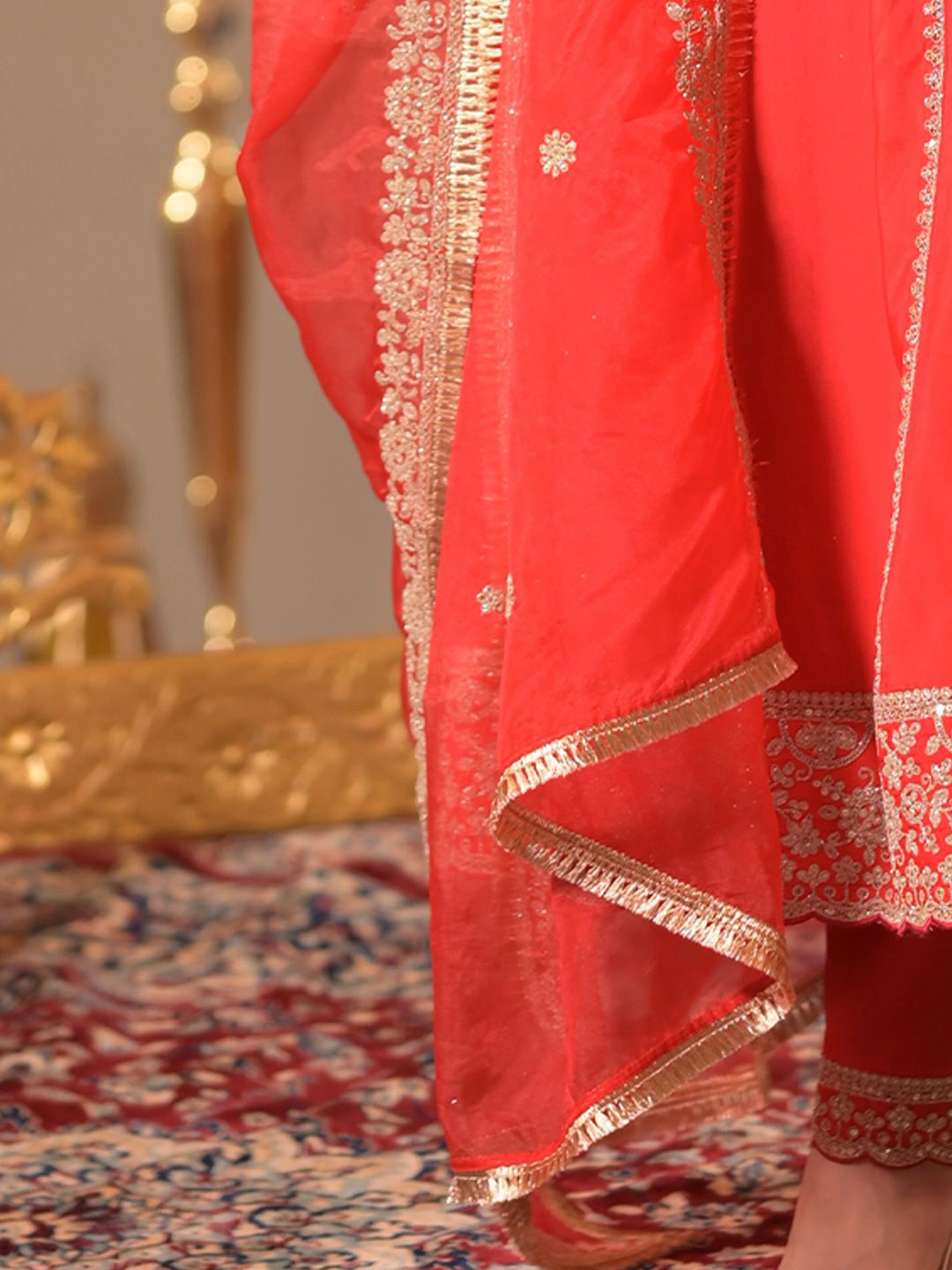 Embroidered Zari A-Line Kurta 