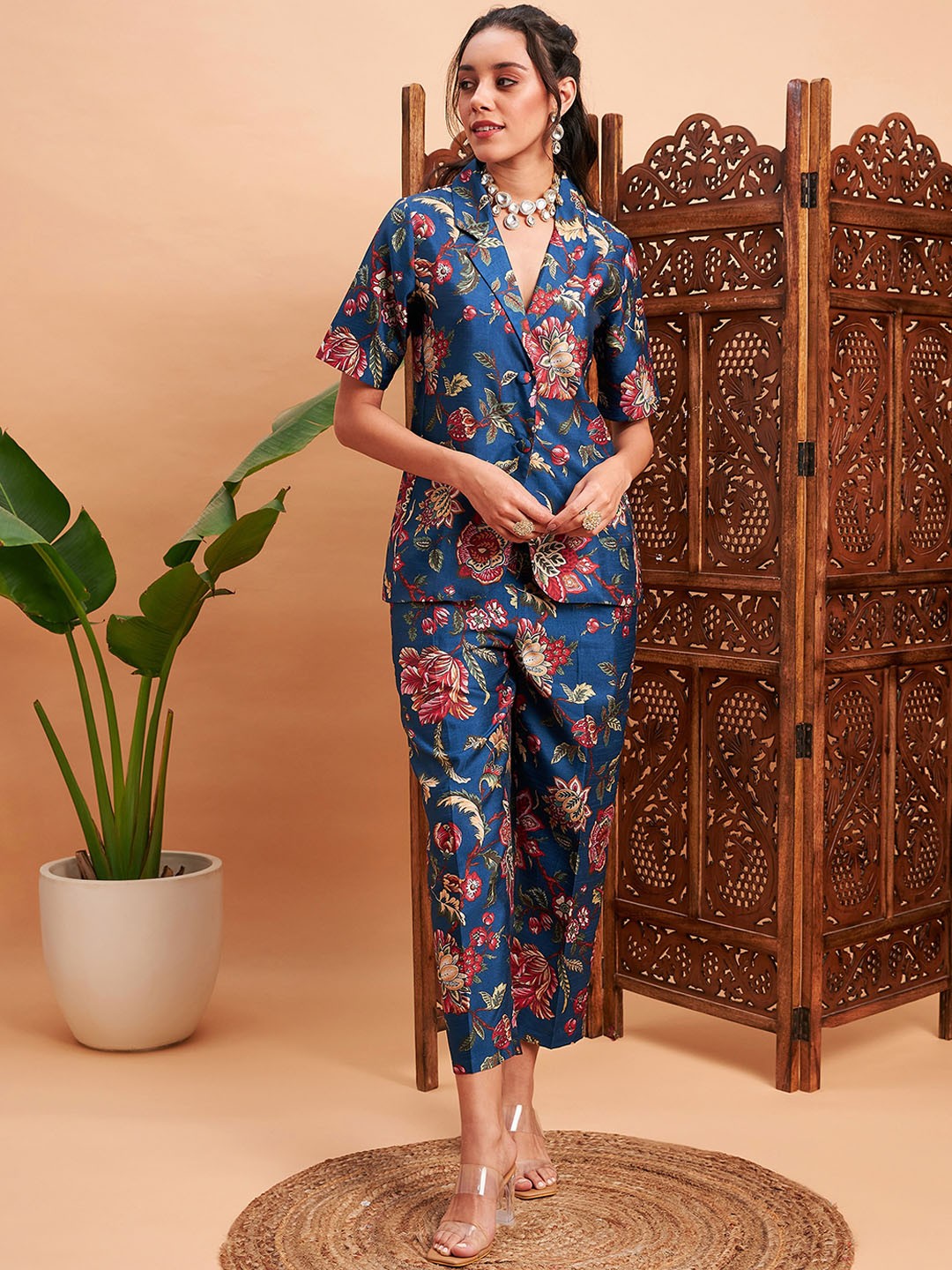 Floral Printed Blazer & Pant Co-Ord Set
