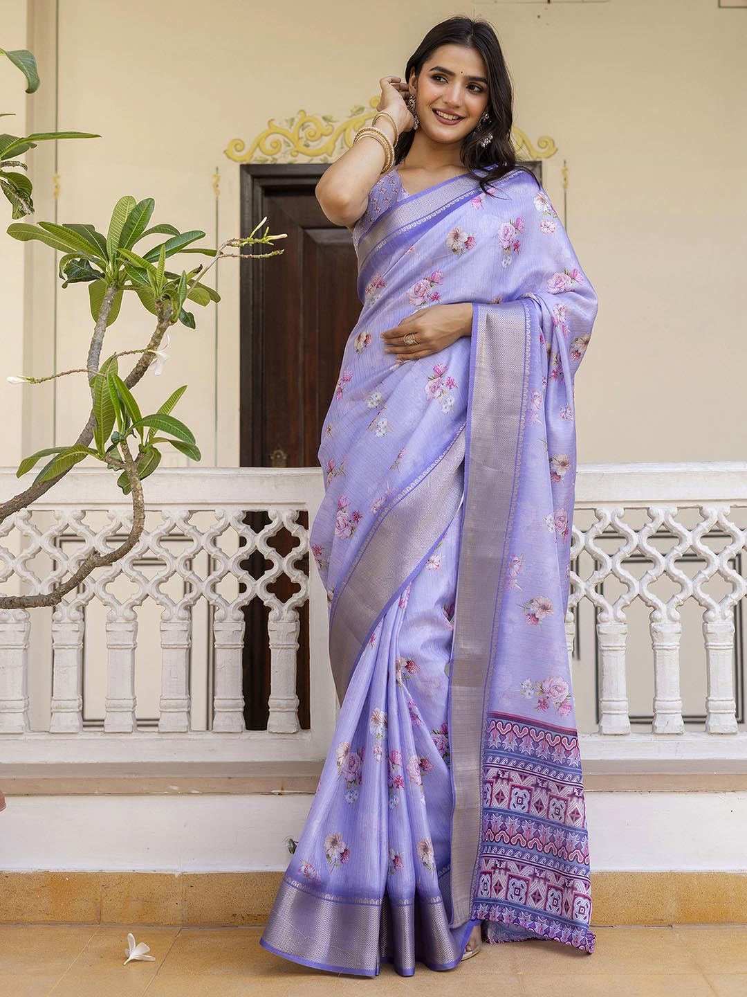 Floral Zari Ready to Wear Saree