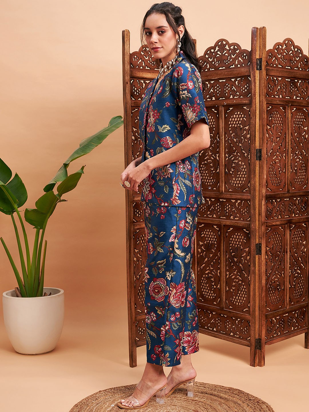 Floral Printed Blazer & Pant Co-Ord Set