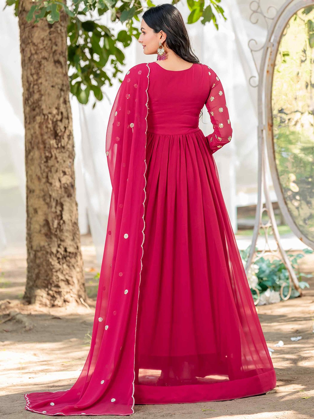  Embroidered V-Neck Maxi Gown 