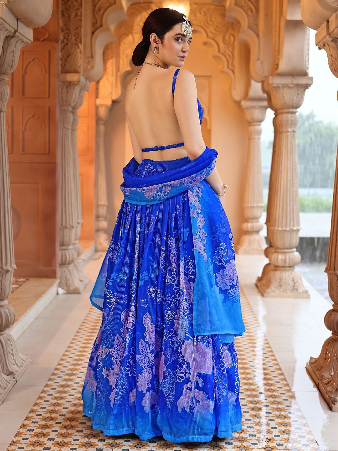 Printed Thread Work Ready to Wear Lehenga & Unstitched Blouse With Dupatta 
