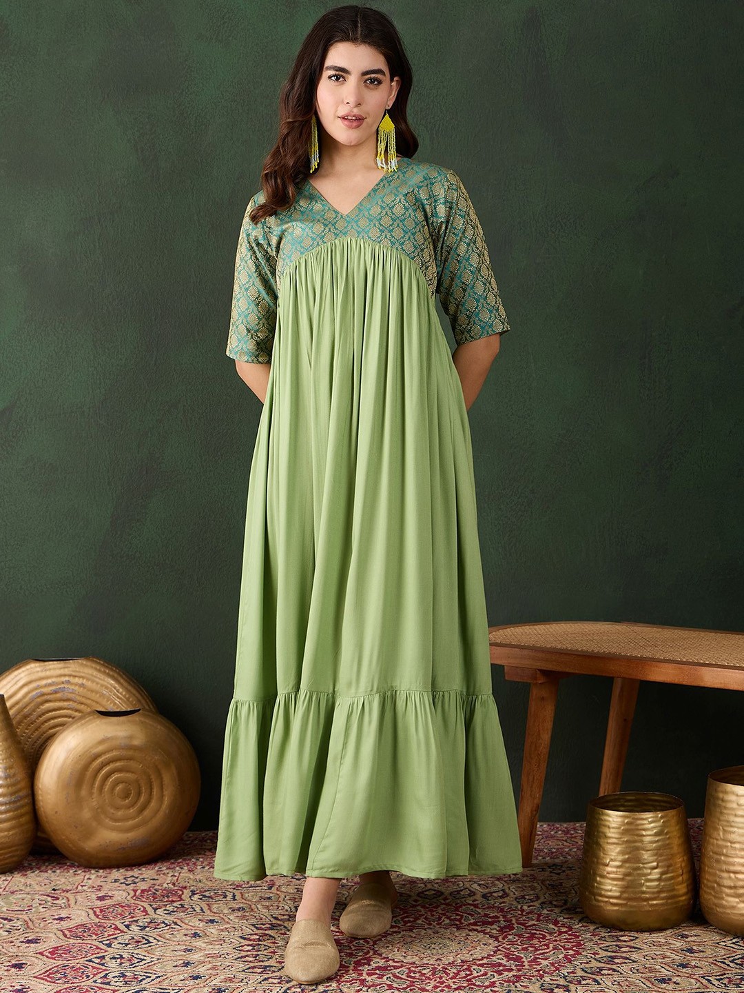 Brocade Tiered Dress