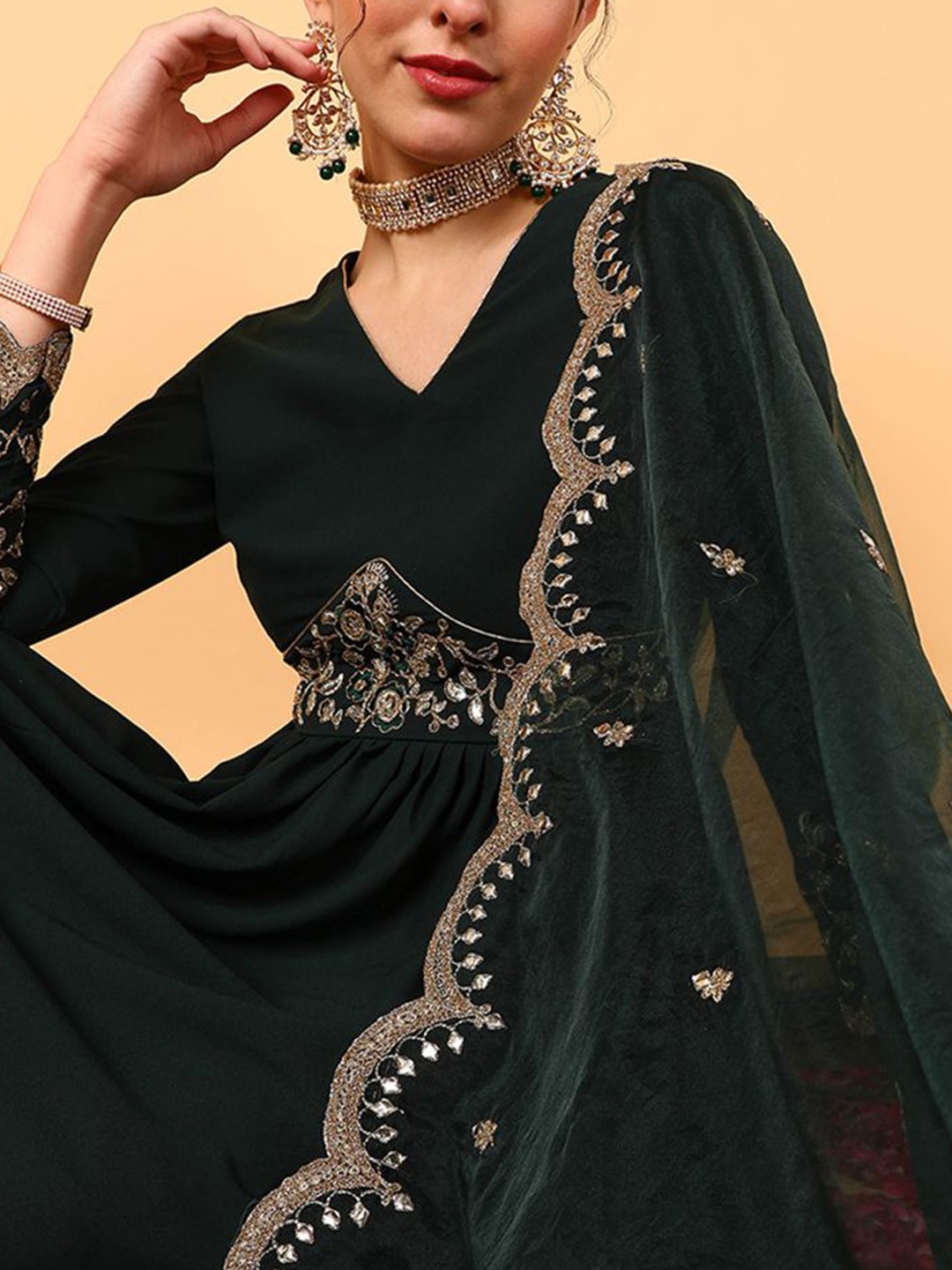 Embroidered Anarkali Dress With Dupatta