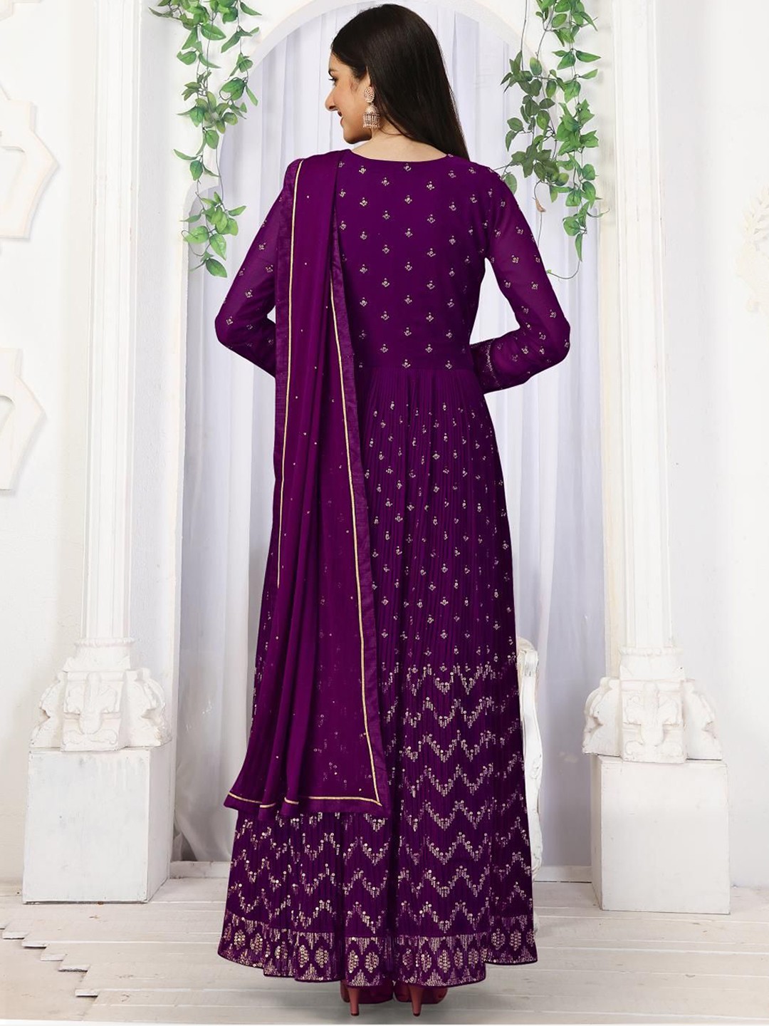 Embroidered Anarkali Sequinned Silk Georgette Kurta 