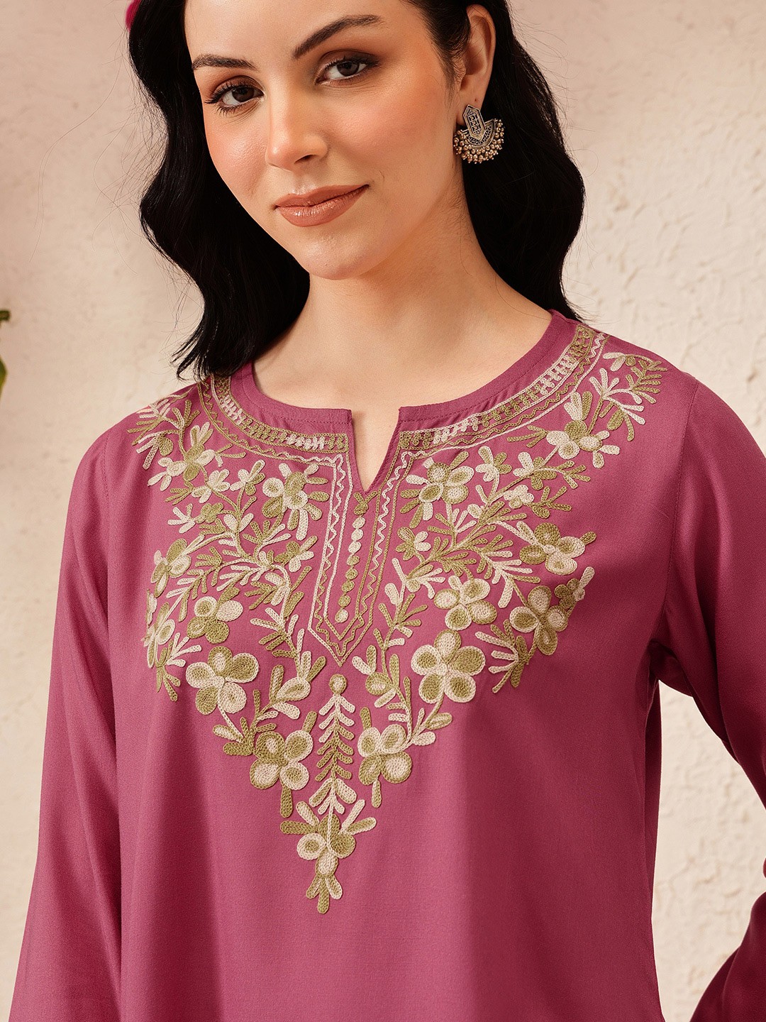 Kashmiri Embroidered A-Line Flared Kurti