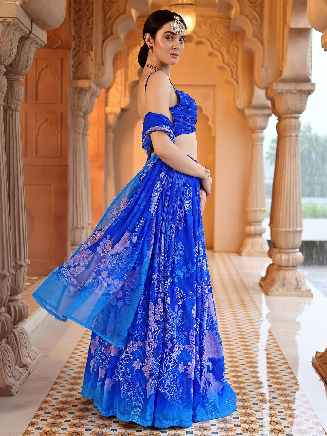 Printed Thread Work Ready to Wear Lehenga & Unstitched Blouse With Dupatta 