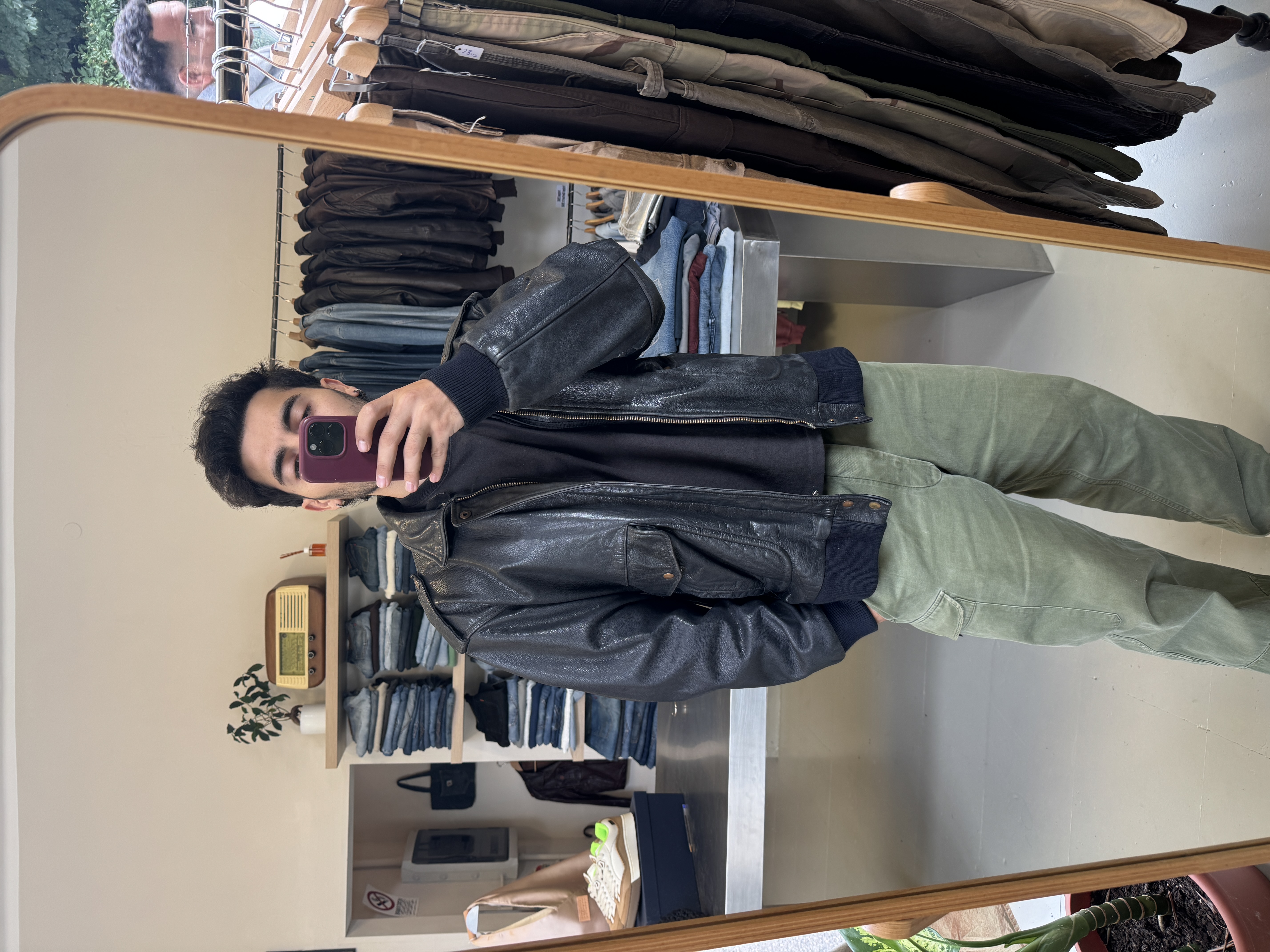 Black Leather Bomber Jacket