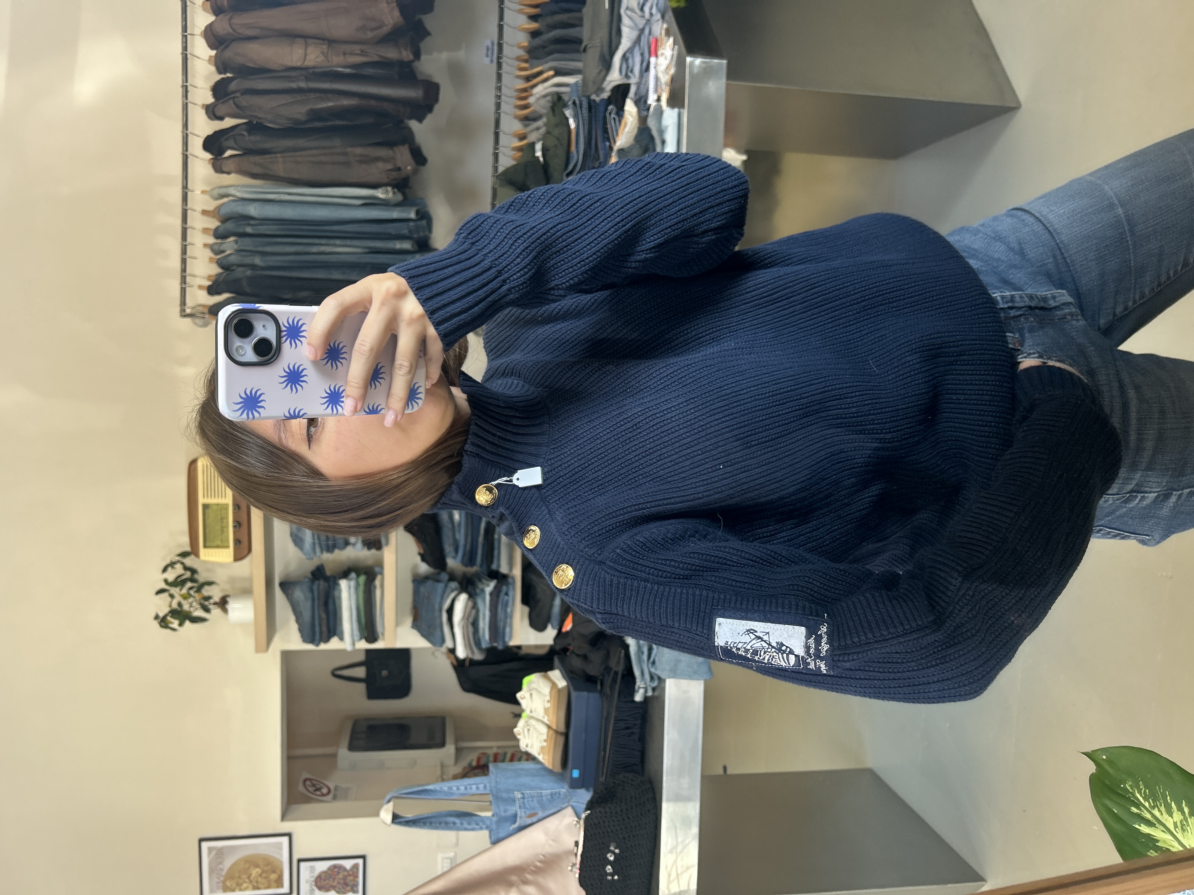 Navy Ribbed Sweater taglia S