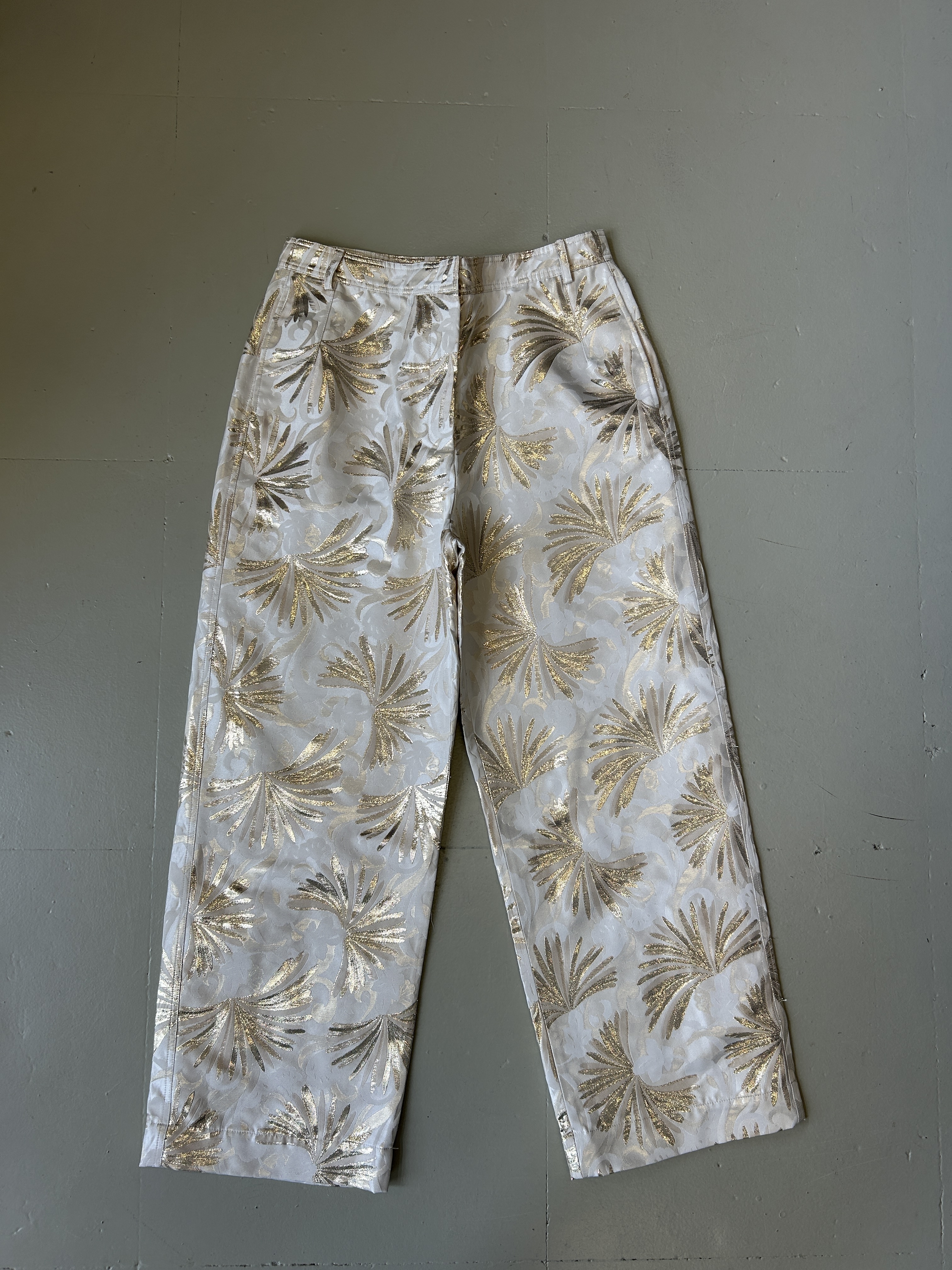 Gold Leaf Patterned Pants Taglia M