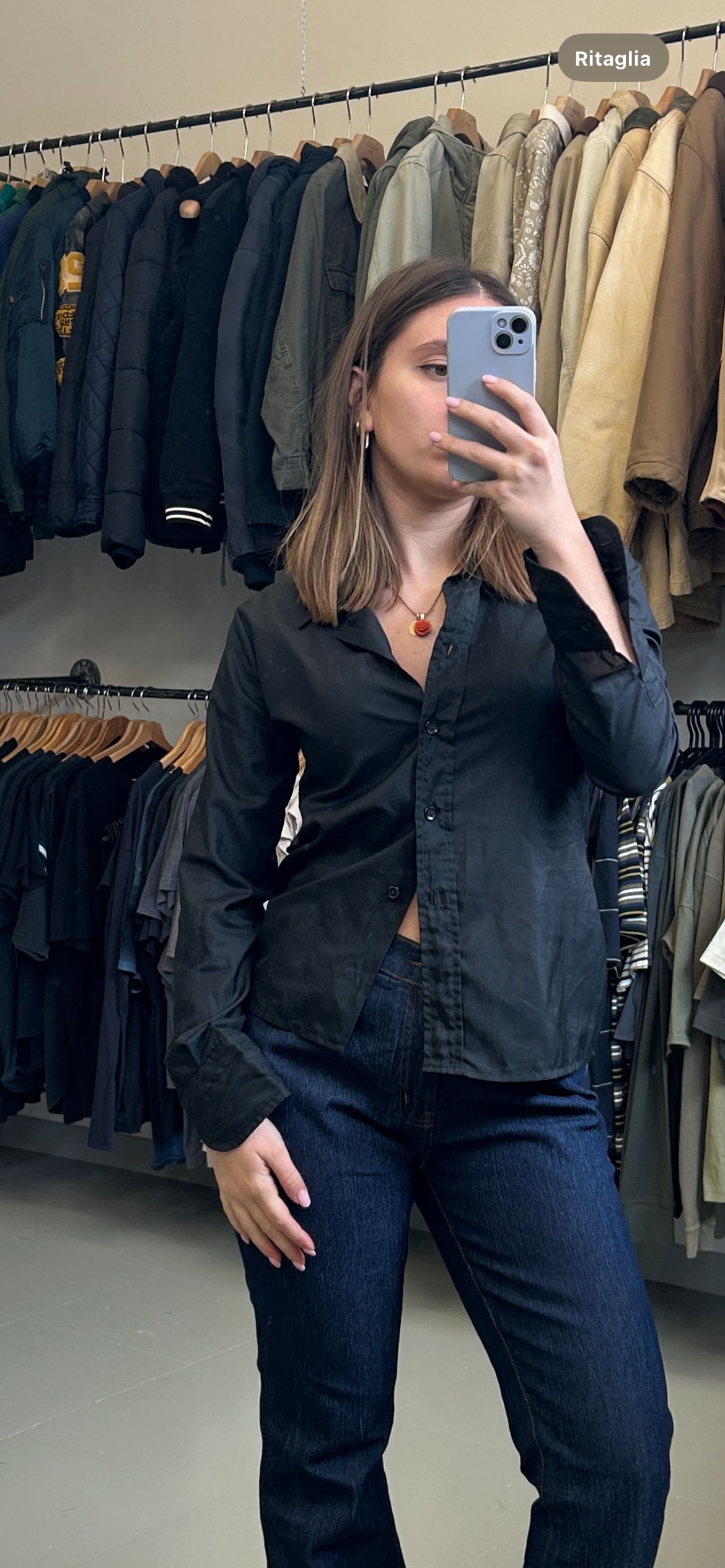Black Button-Up Shirt Tg XS