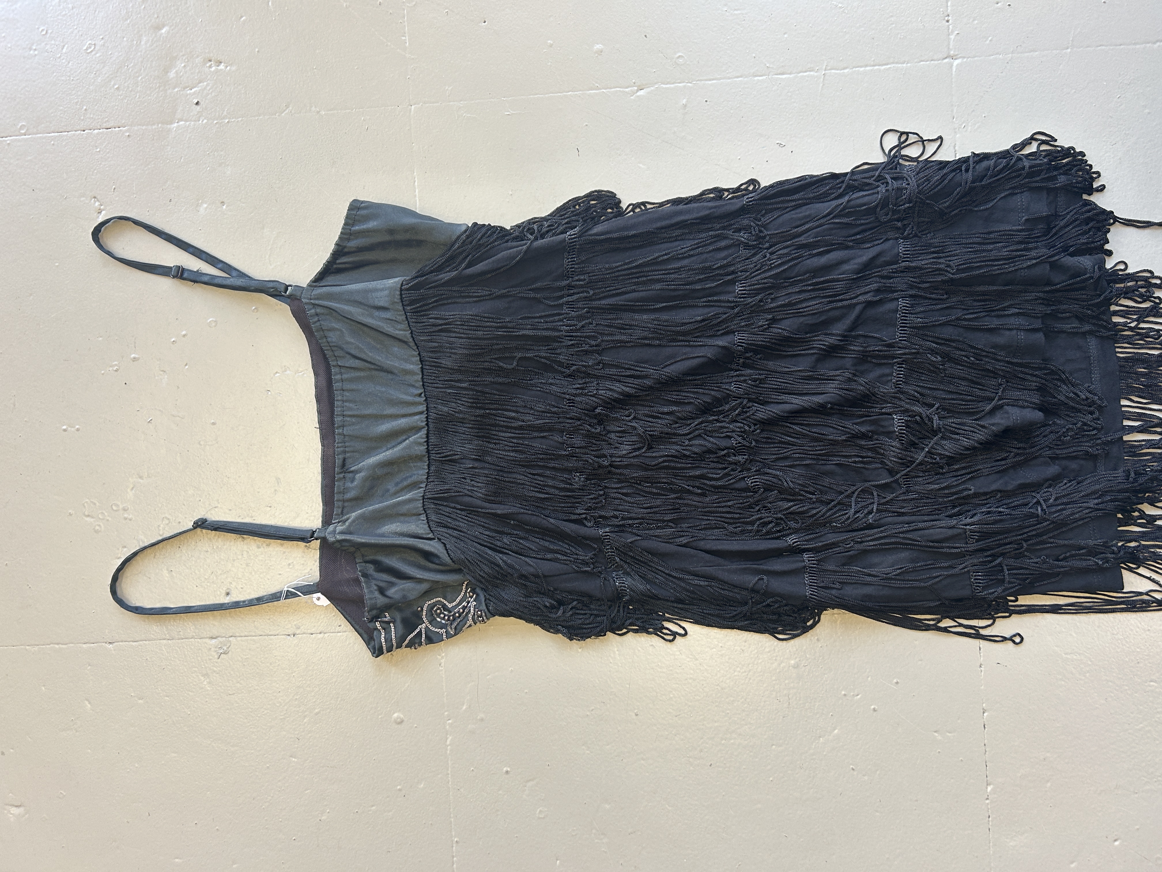 Black Fringe Dress Tg S/M