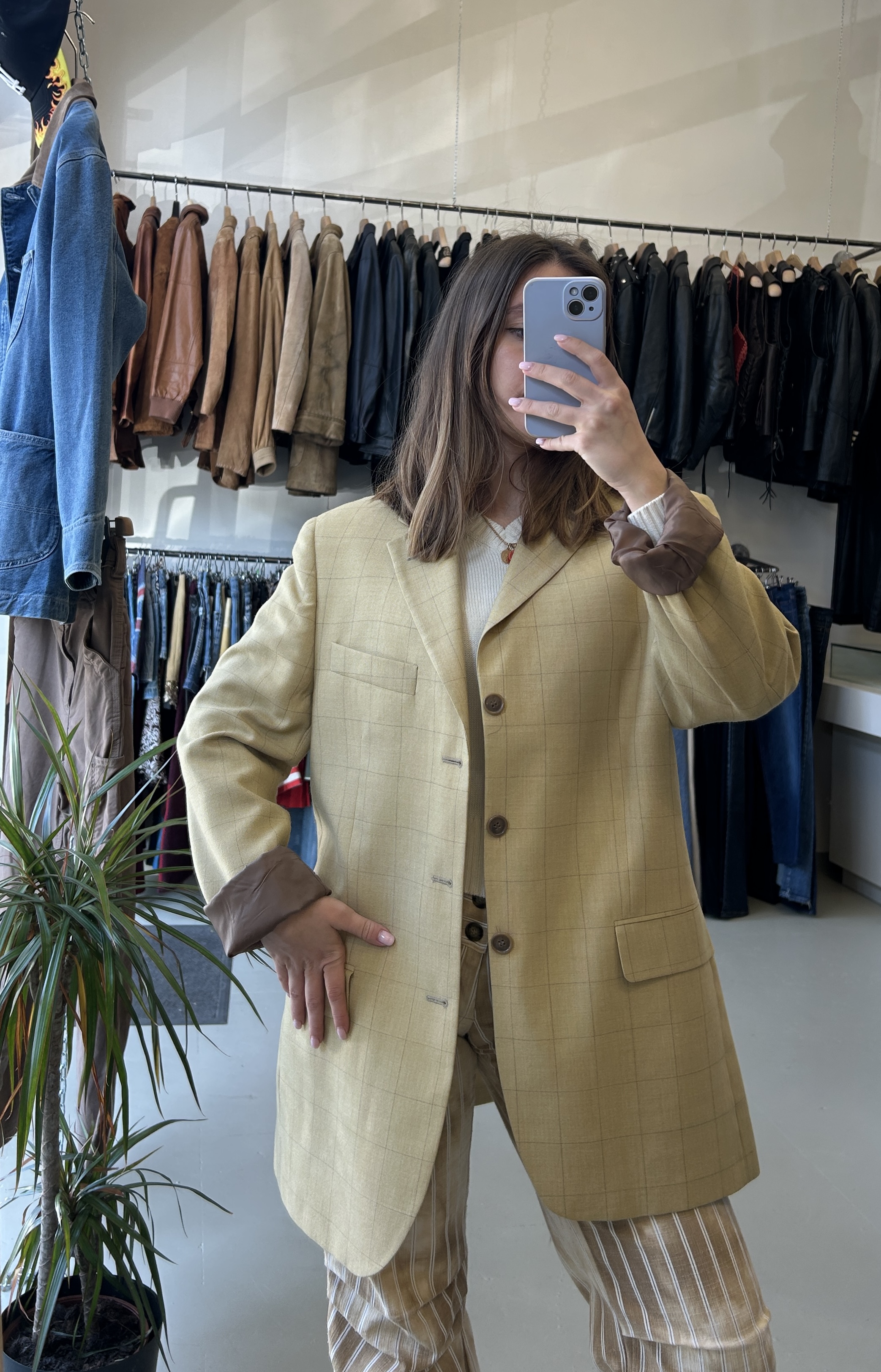 Beige Check Blazer