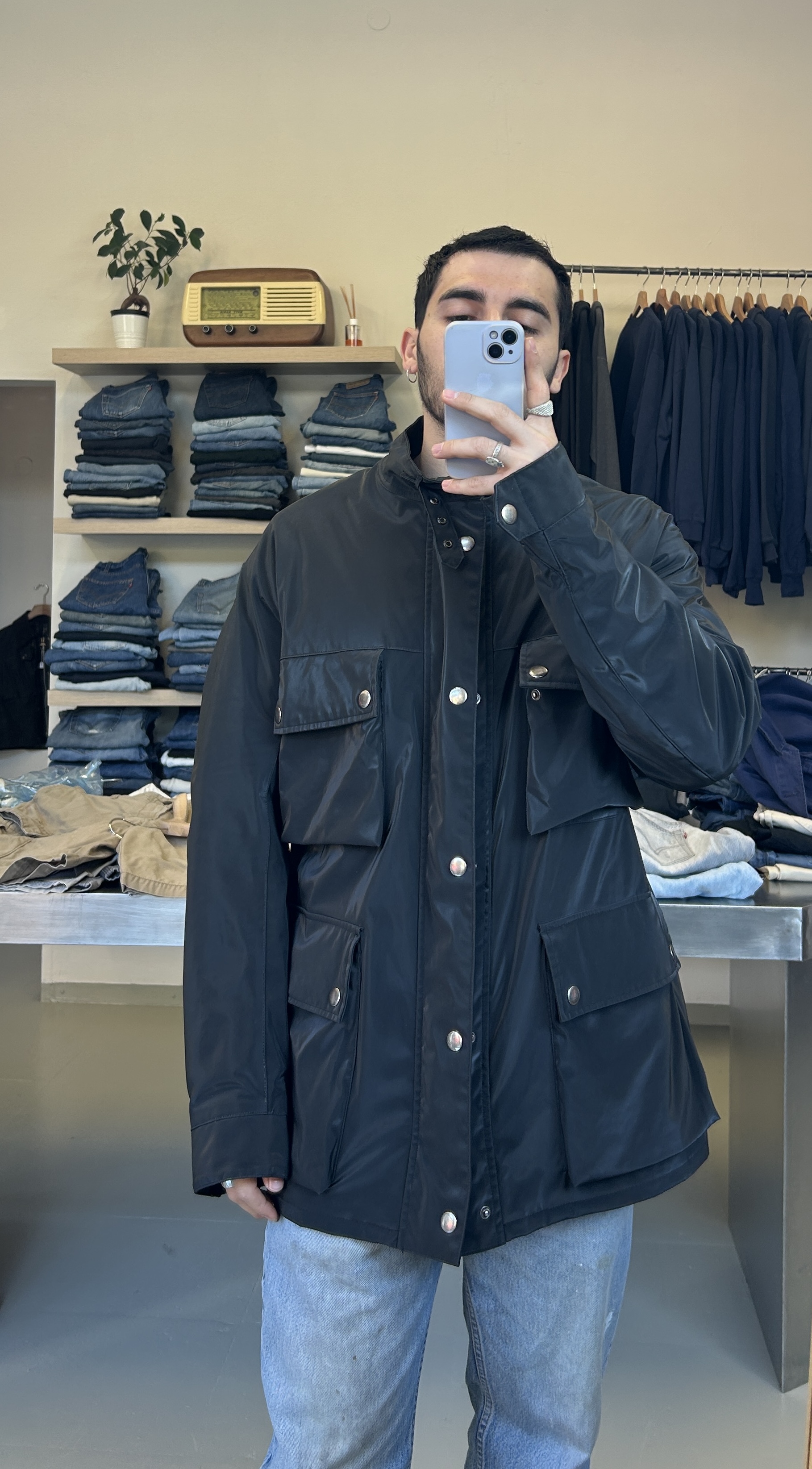 Men's Black Field Jacket Taglia L/XL