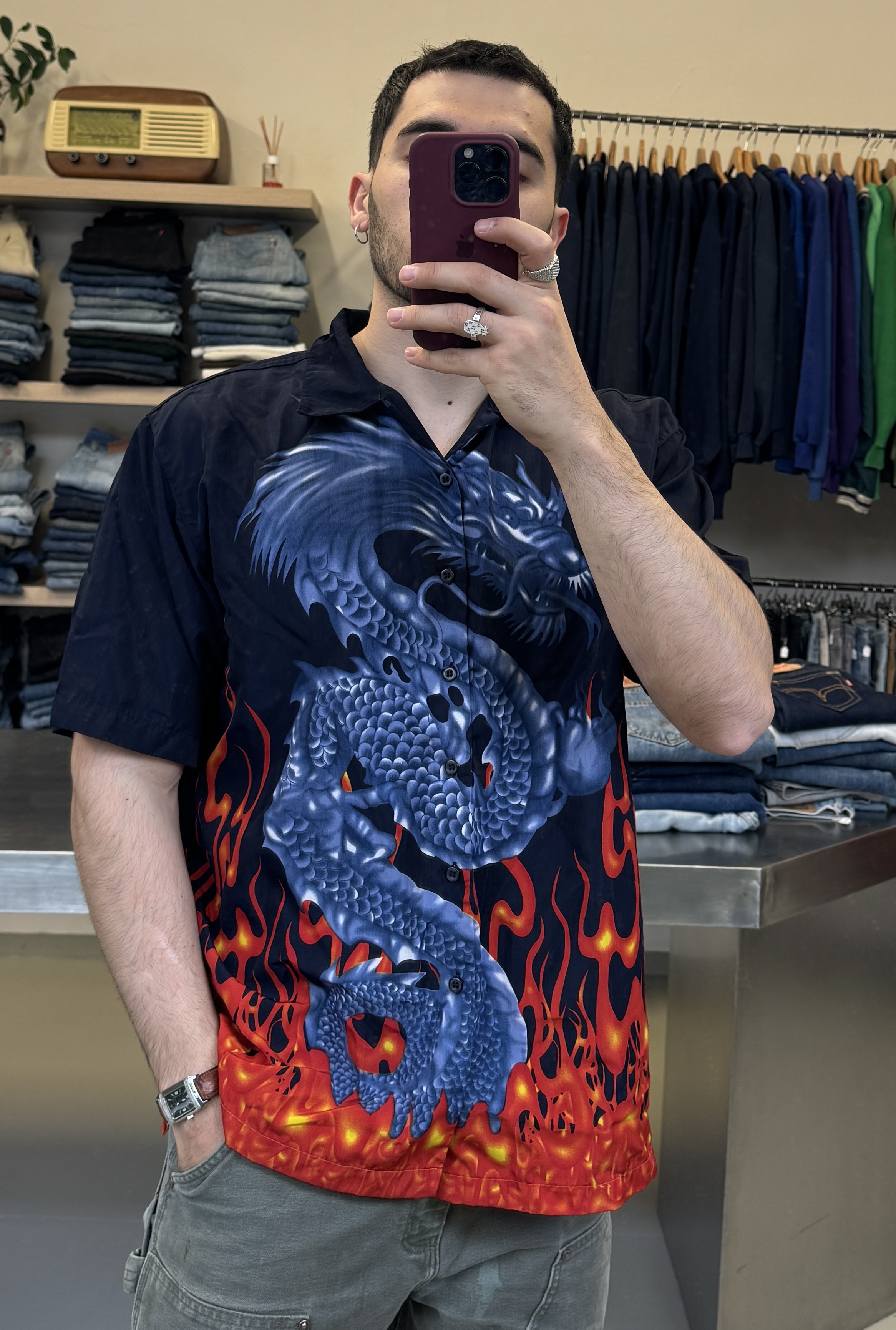 Men's Dragon Graphic Shirt Taglia L