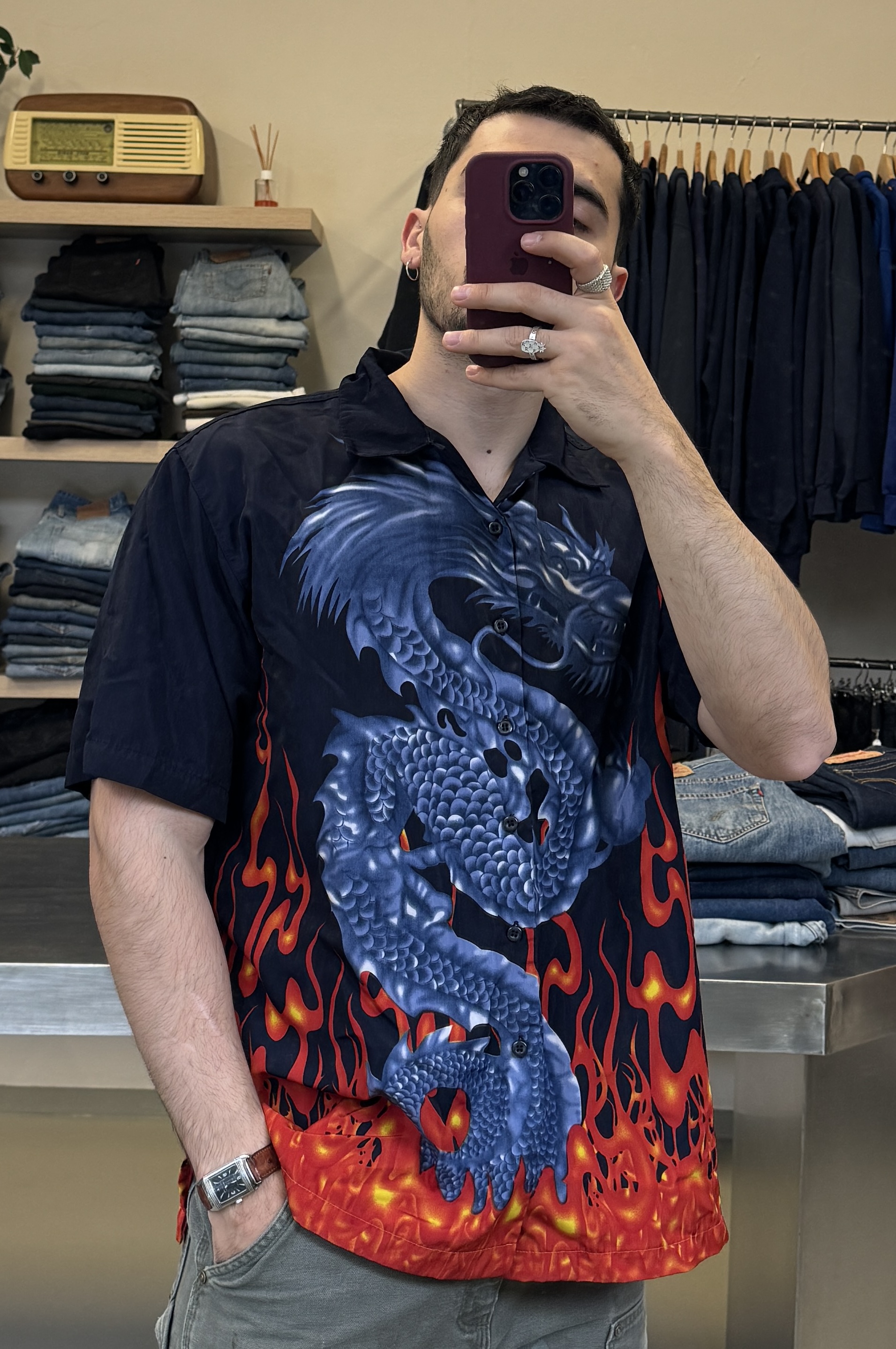Men's Dragon Graphic Shirt Taglia L