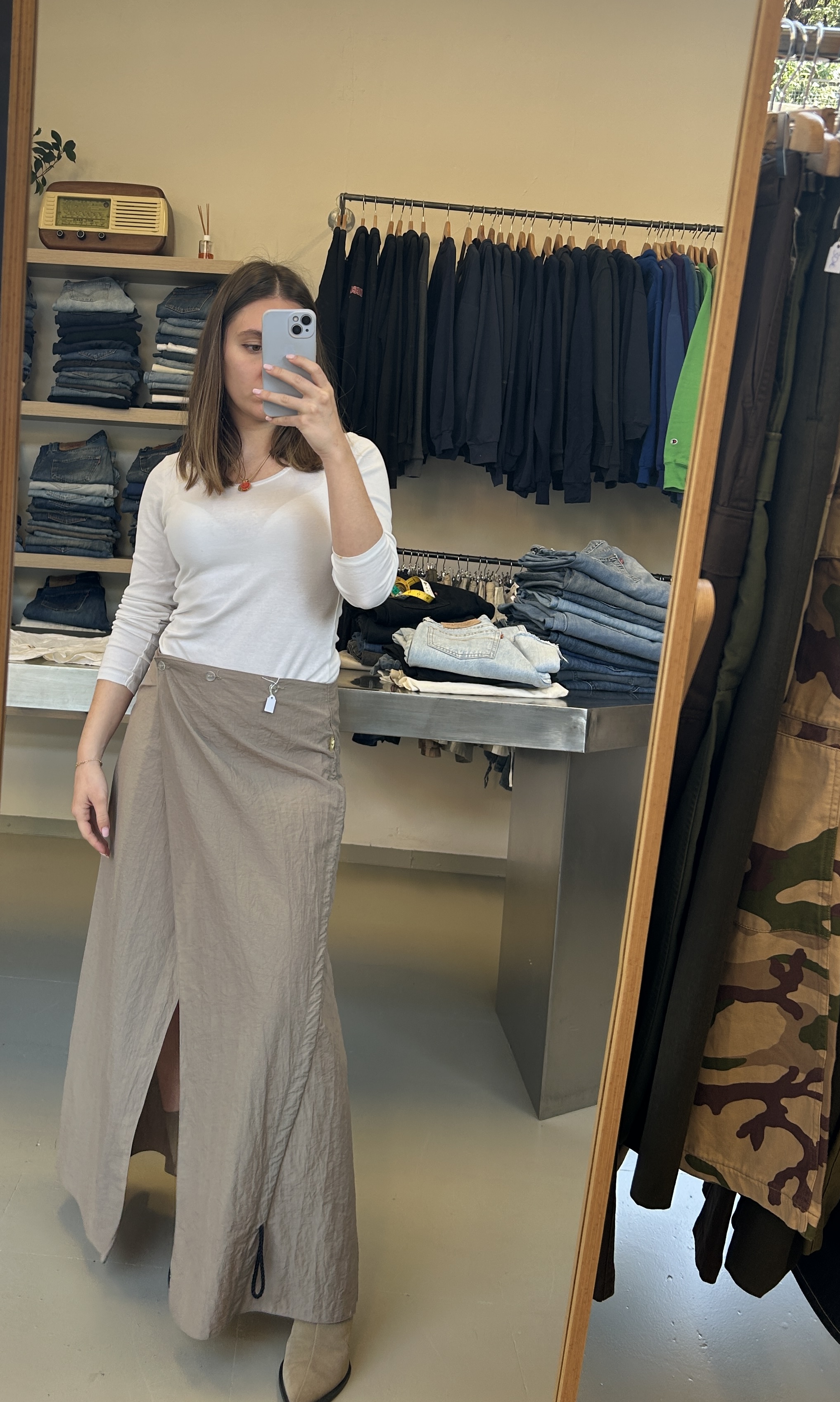 Beige Maxi Skirt parachute taglia unica