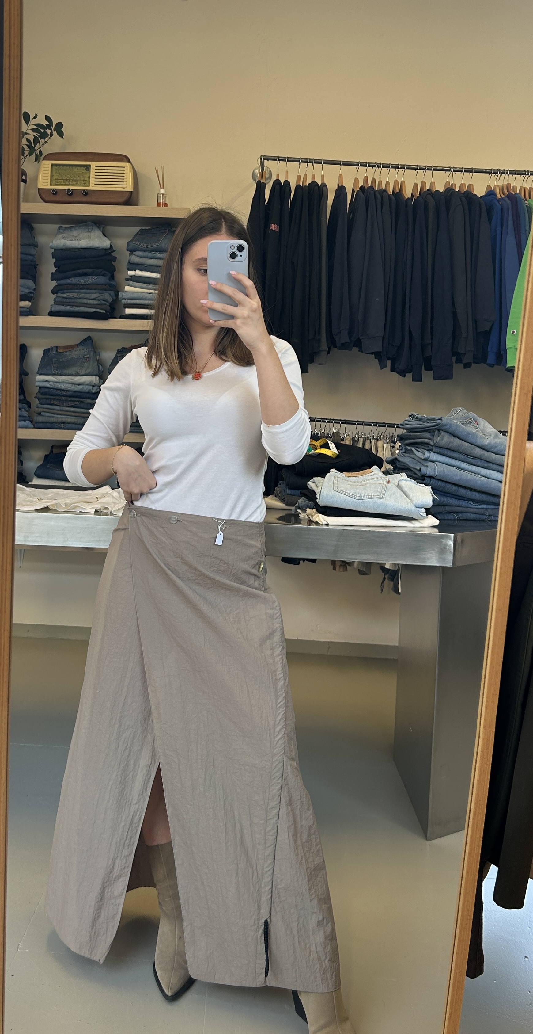 Beige Maxi Skirt parachute taglia unica