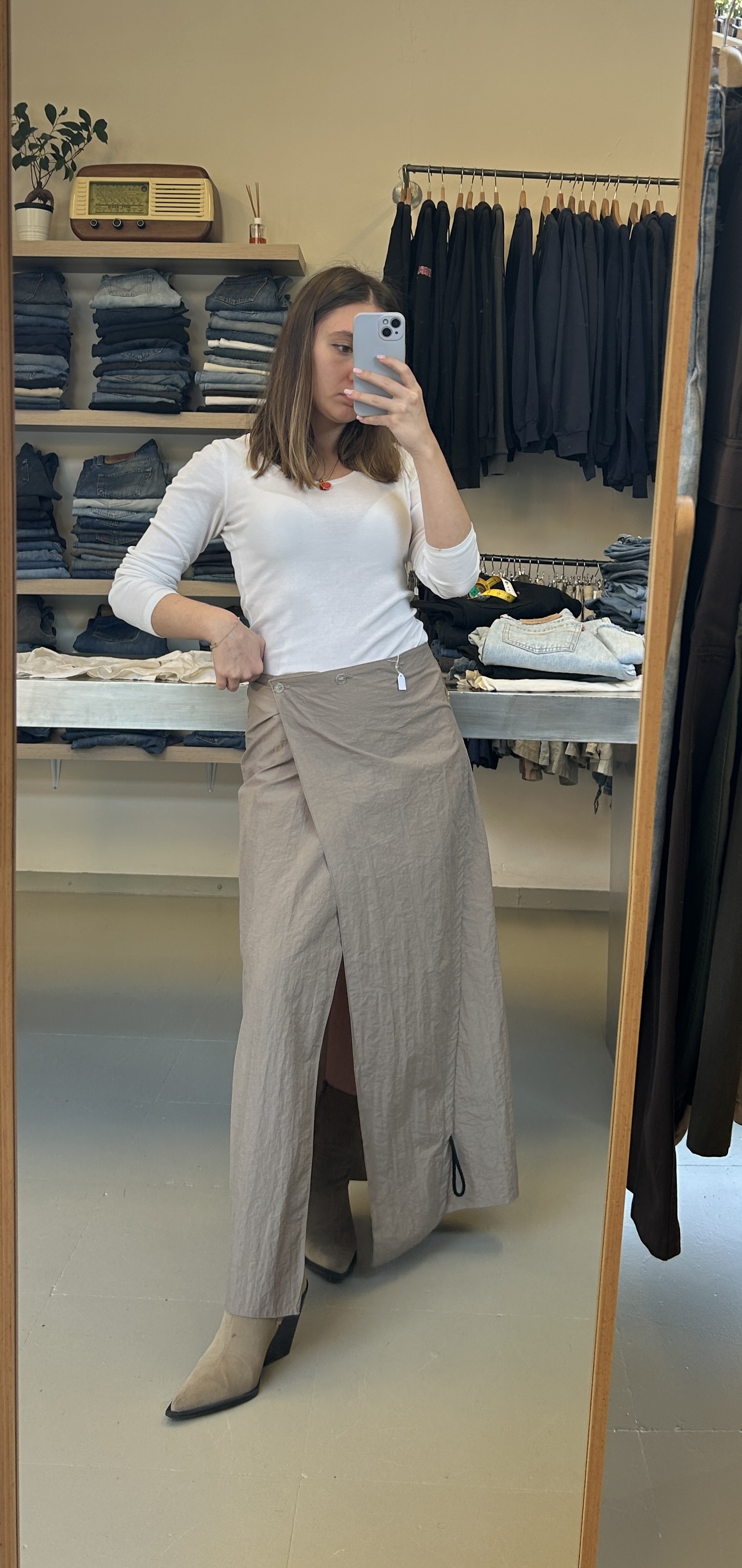 Beige Maxi Skirt parachute taglia unica