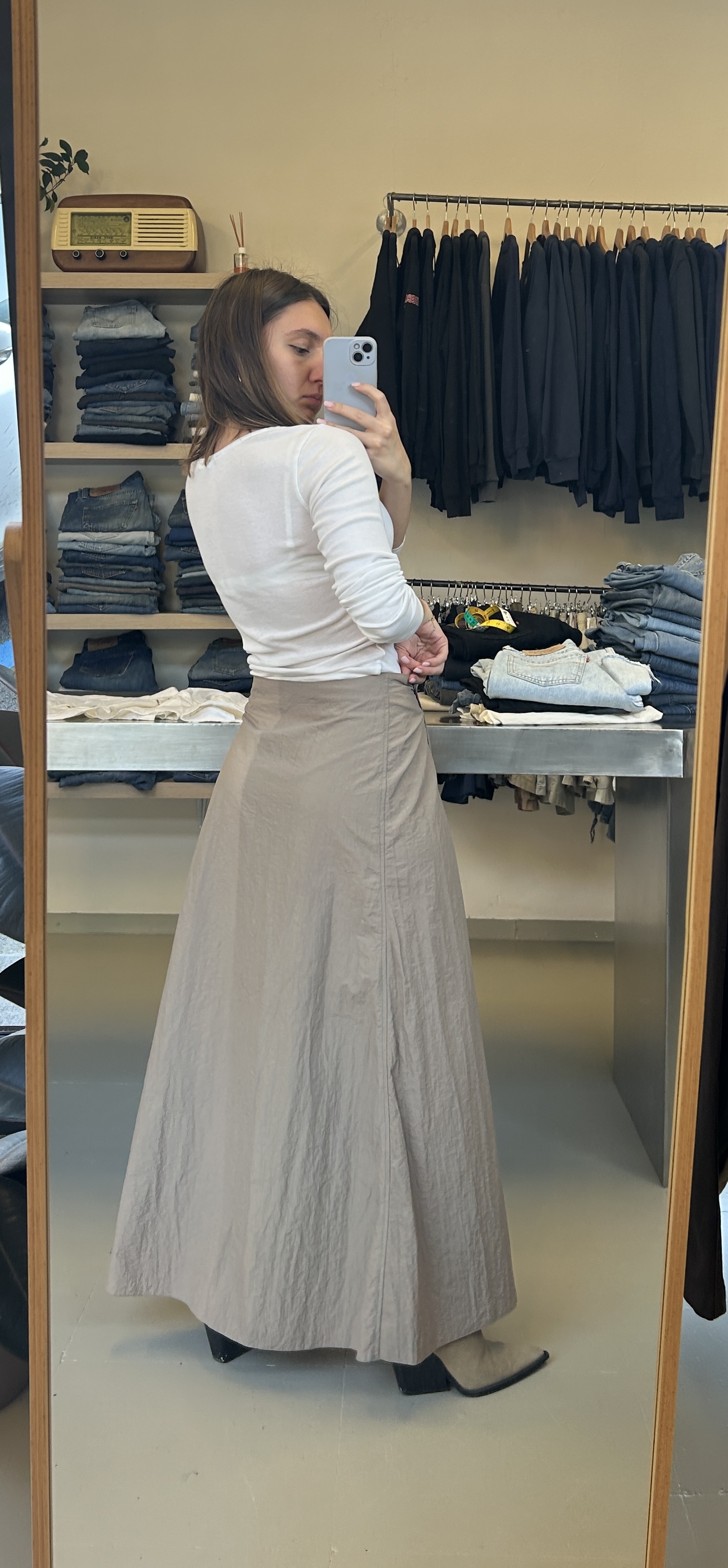 Beige Maxi Skirt parachute taglia unica