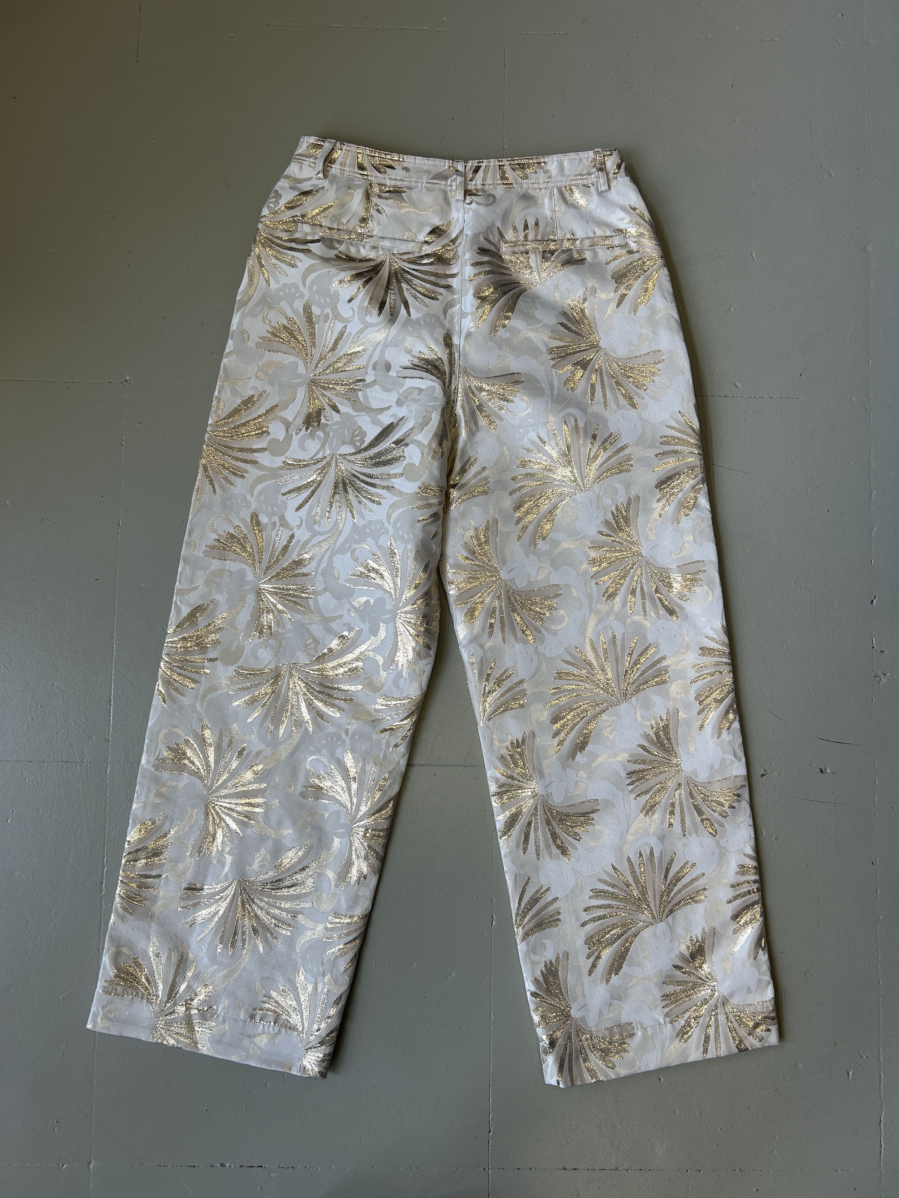 Gold Leaf Patterned Pants Taglia M