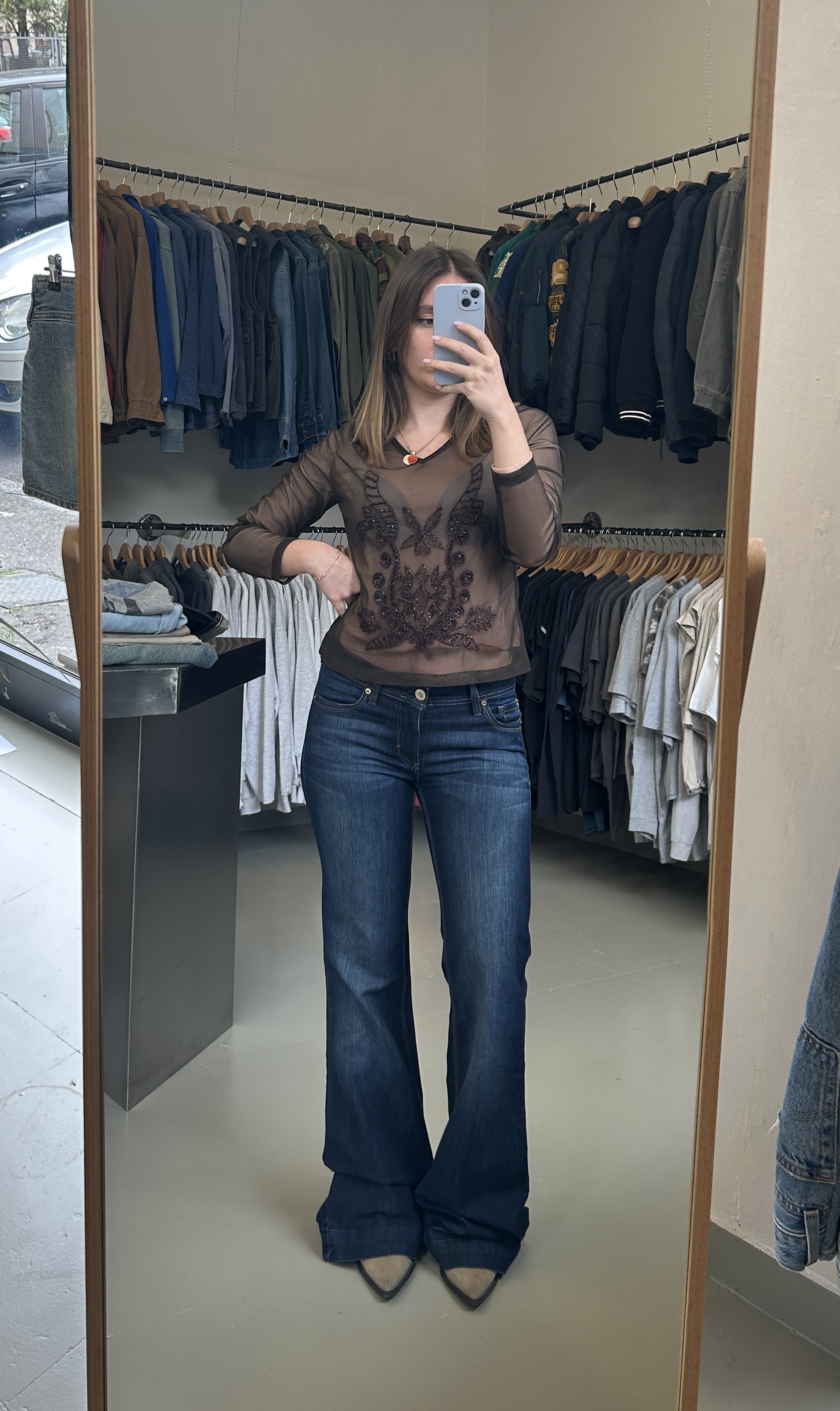 Blue Denim Jeans flared Tg S