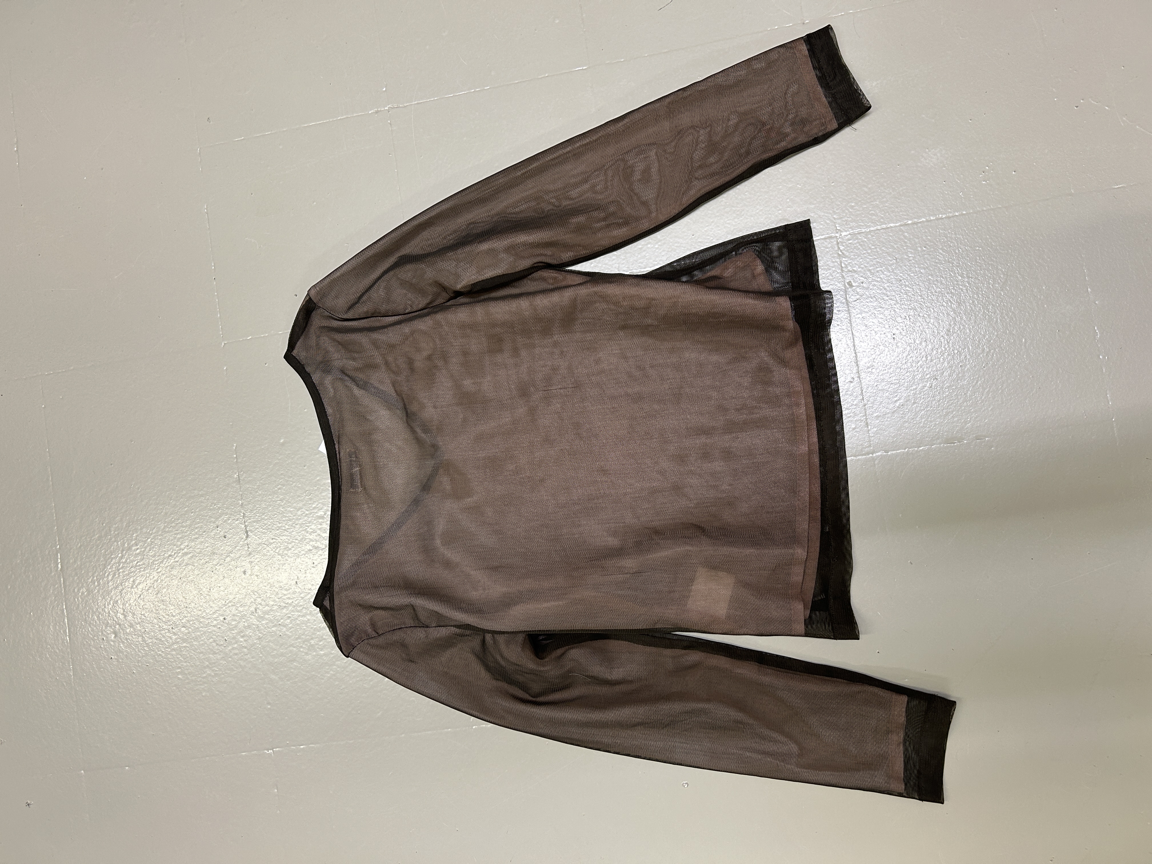 Black Sheer Embroidered Blouse Tg S/M