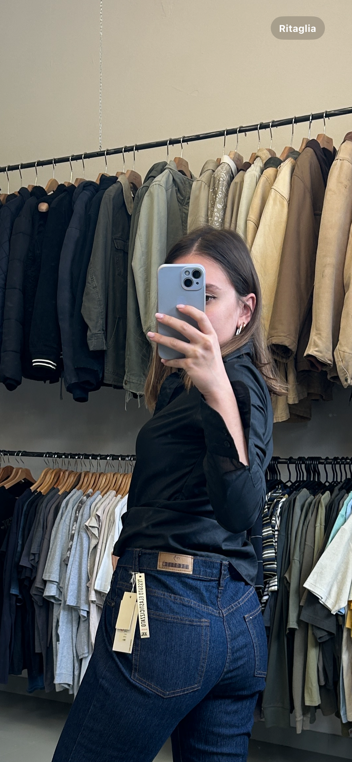 Black Button-Up Shirt Tg XS