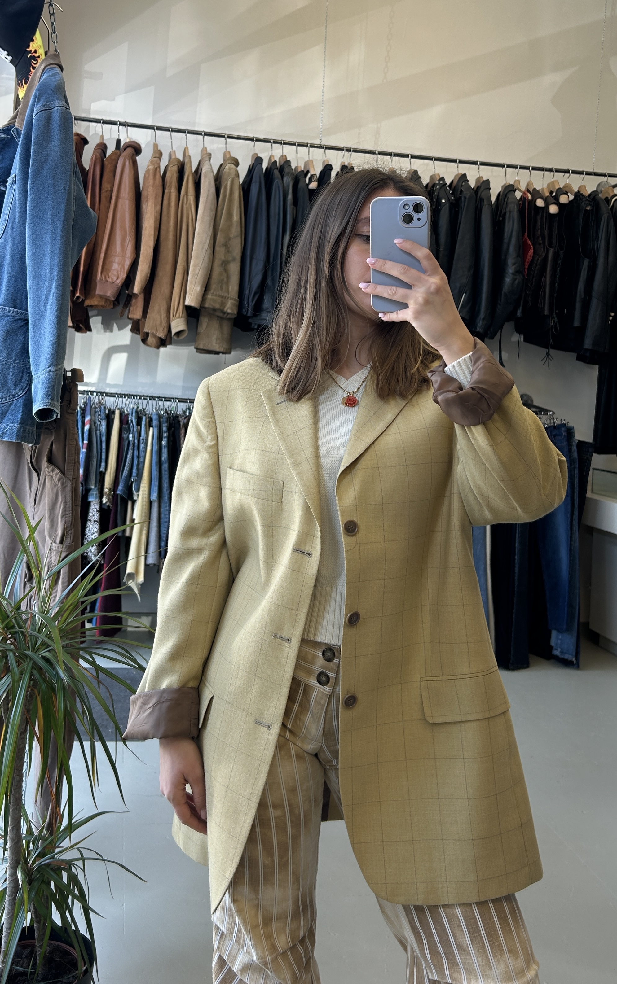 Beige Check Blazer