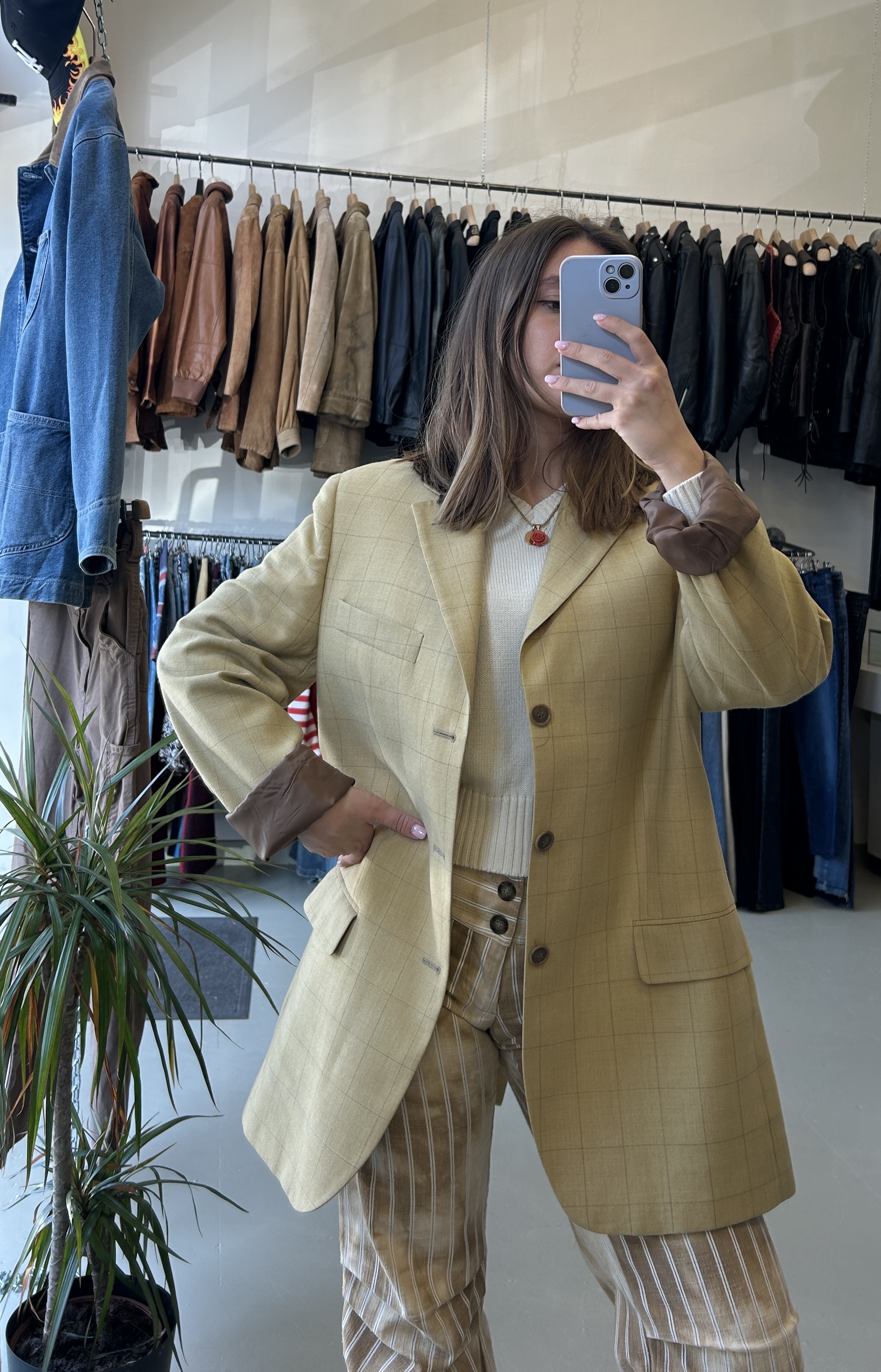 Beige Check Blazer