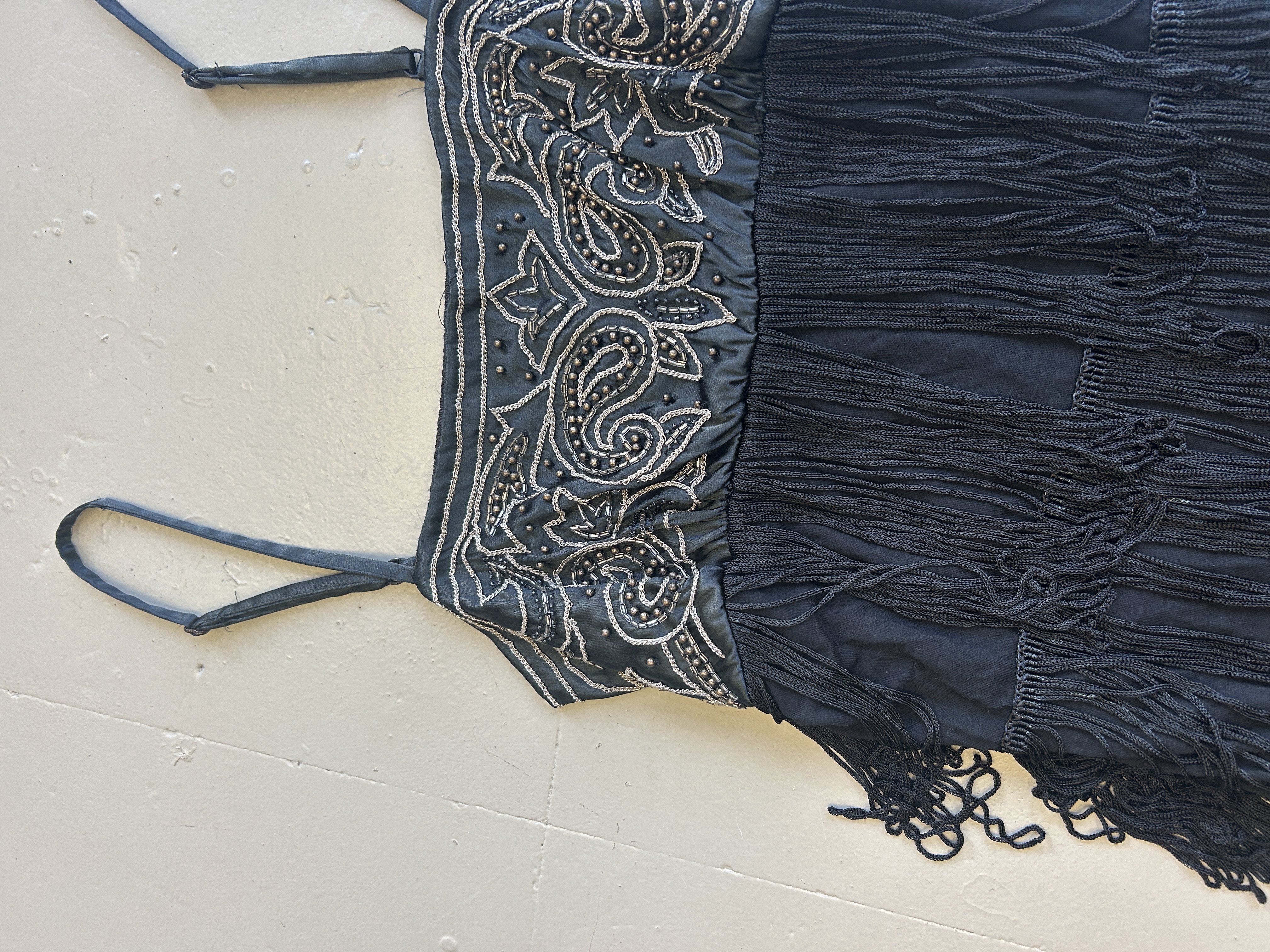 Black Fringe Dress Tg S/M