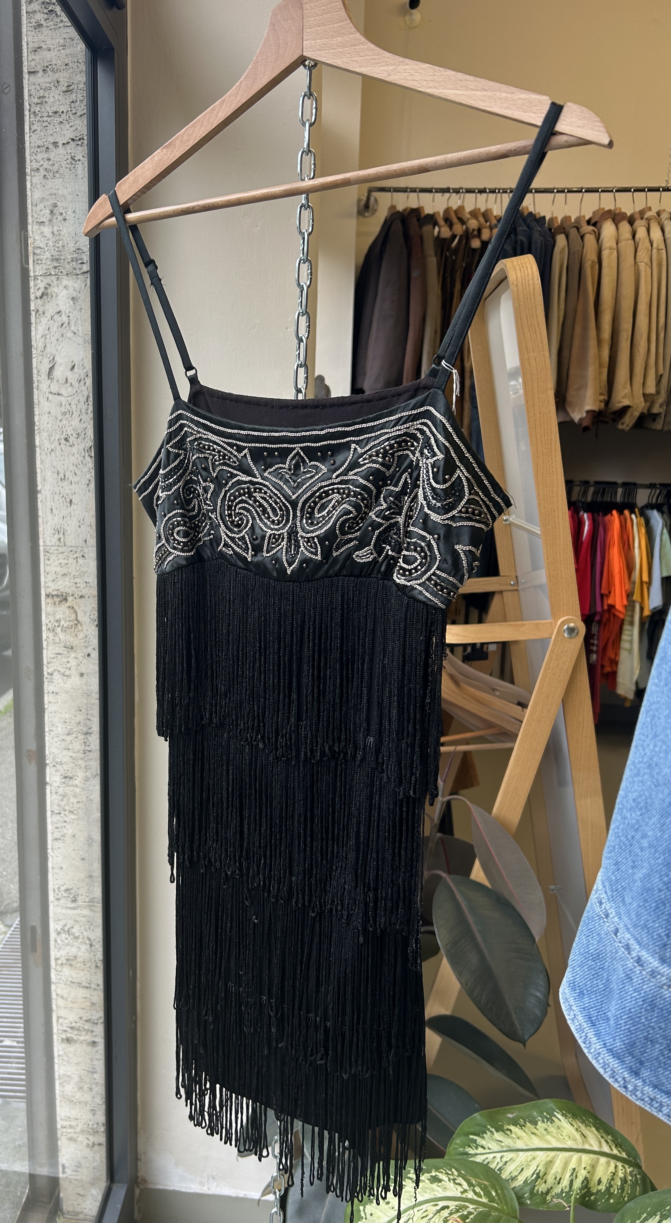 Black Fringe Dress Tg S/M