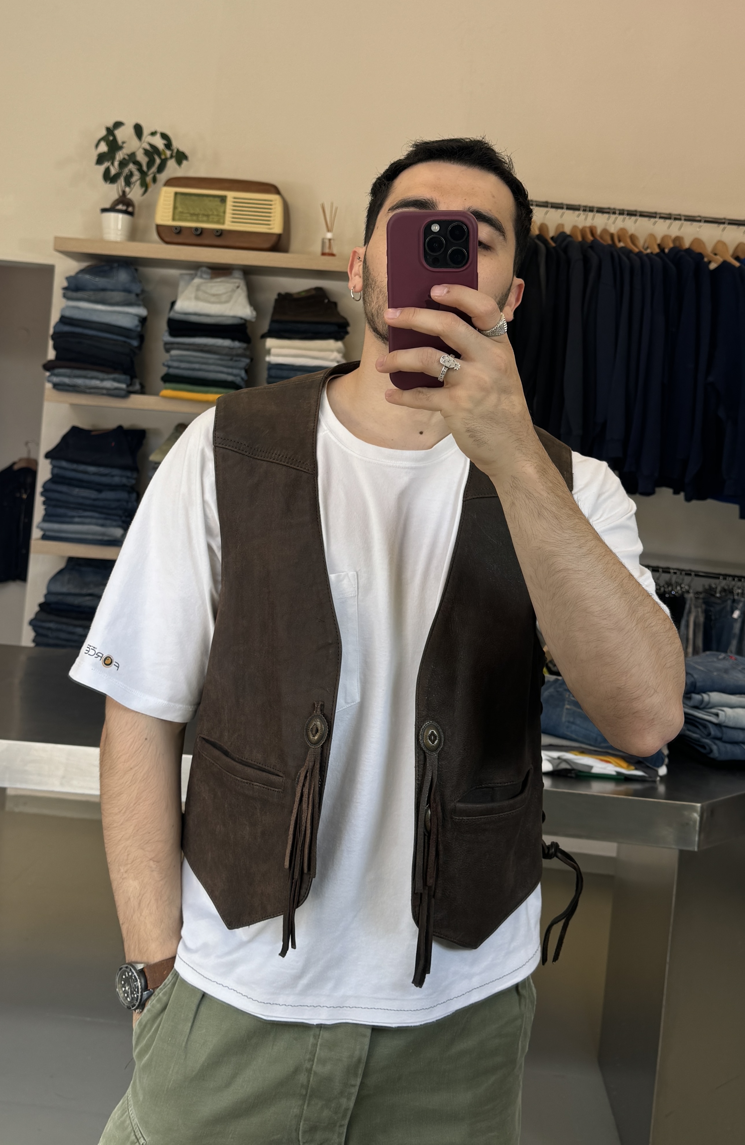 Brown Suede Vest Taglia M